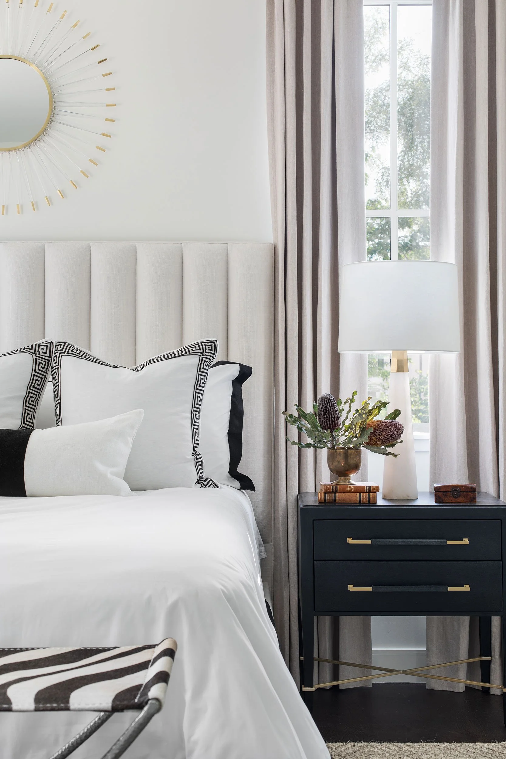 Guest bedroom vignette from the Amarra Villas project, designed by Heather Scott Home & Design, Austin Texas, photography by Avery Nicole Photography