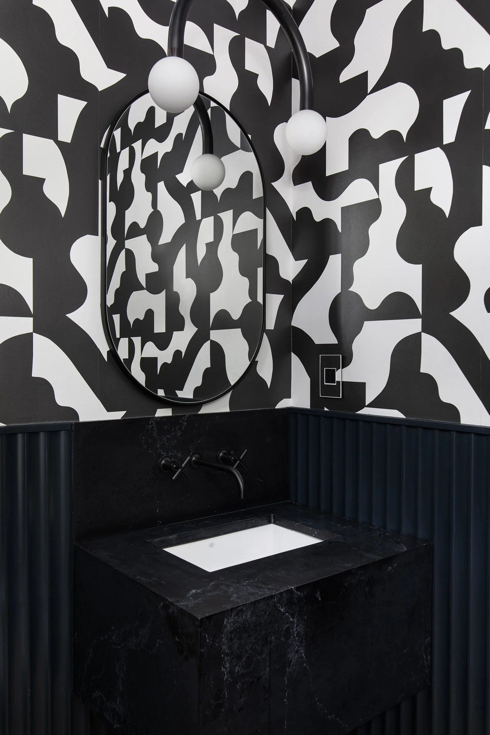 Powder bathroom from the Weston Lane Project, designed by Patrice Nichole Studio, Austin Texas, photography by Avery Nicole Photography
