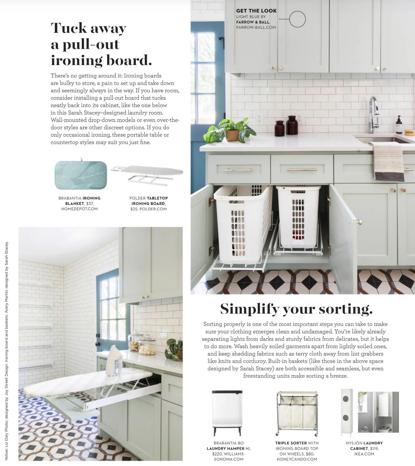 Good Housekeeping Magazine tearsheet featuring Austin, Texas laundry room by Sarah Stacey Interior Design, photography by Avery Nicole Photography