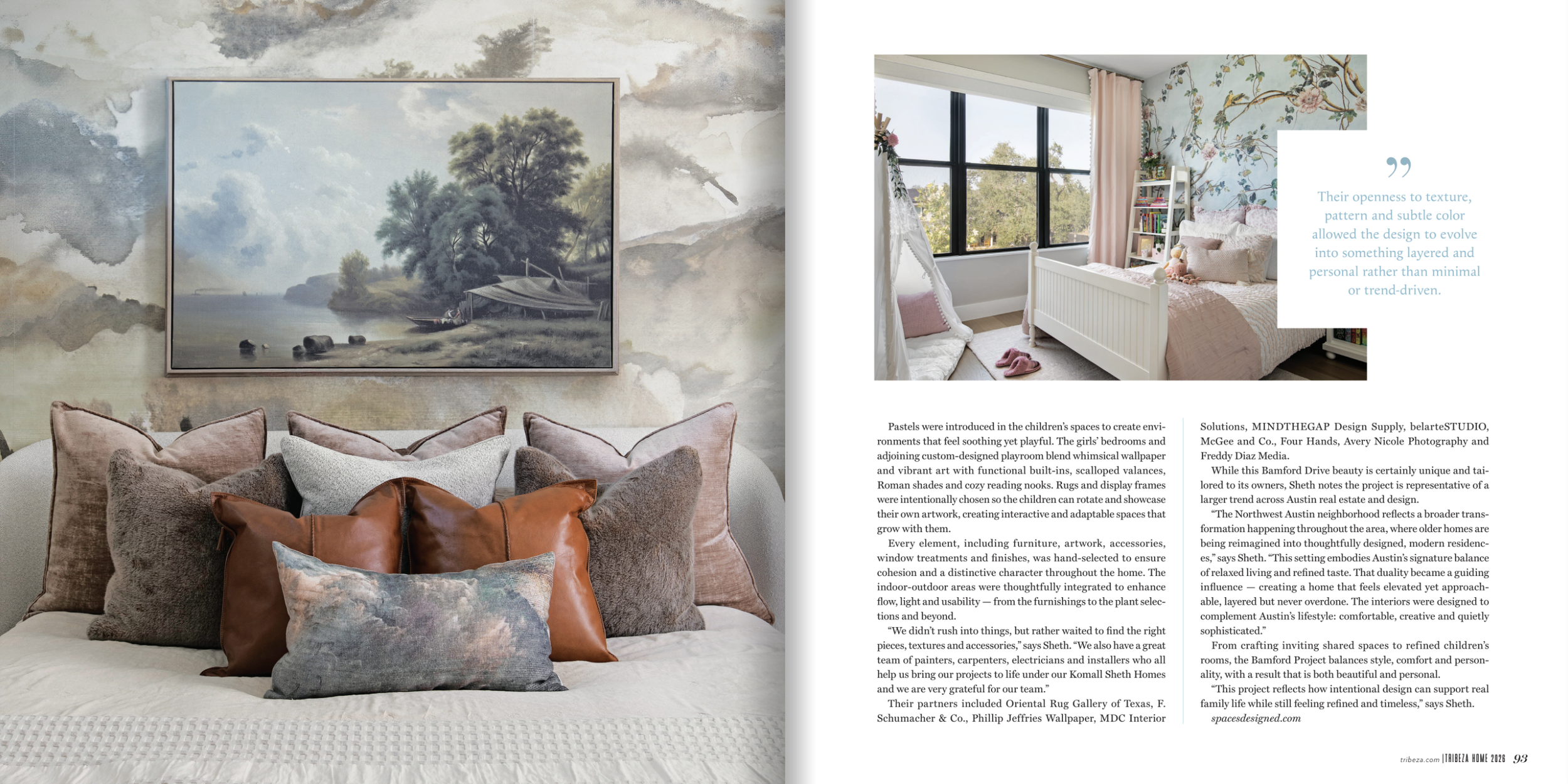 Tribeza Home tearsheet 2026, featuring Beauty On Bamford by Spaces Designed, Austin, Texas, photography by Avery Nicole Photography
