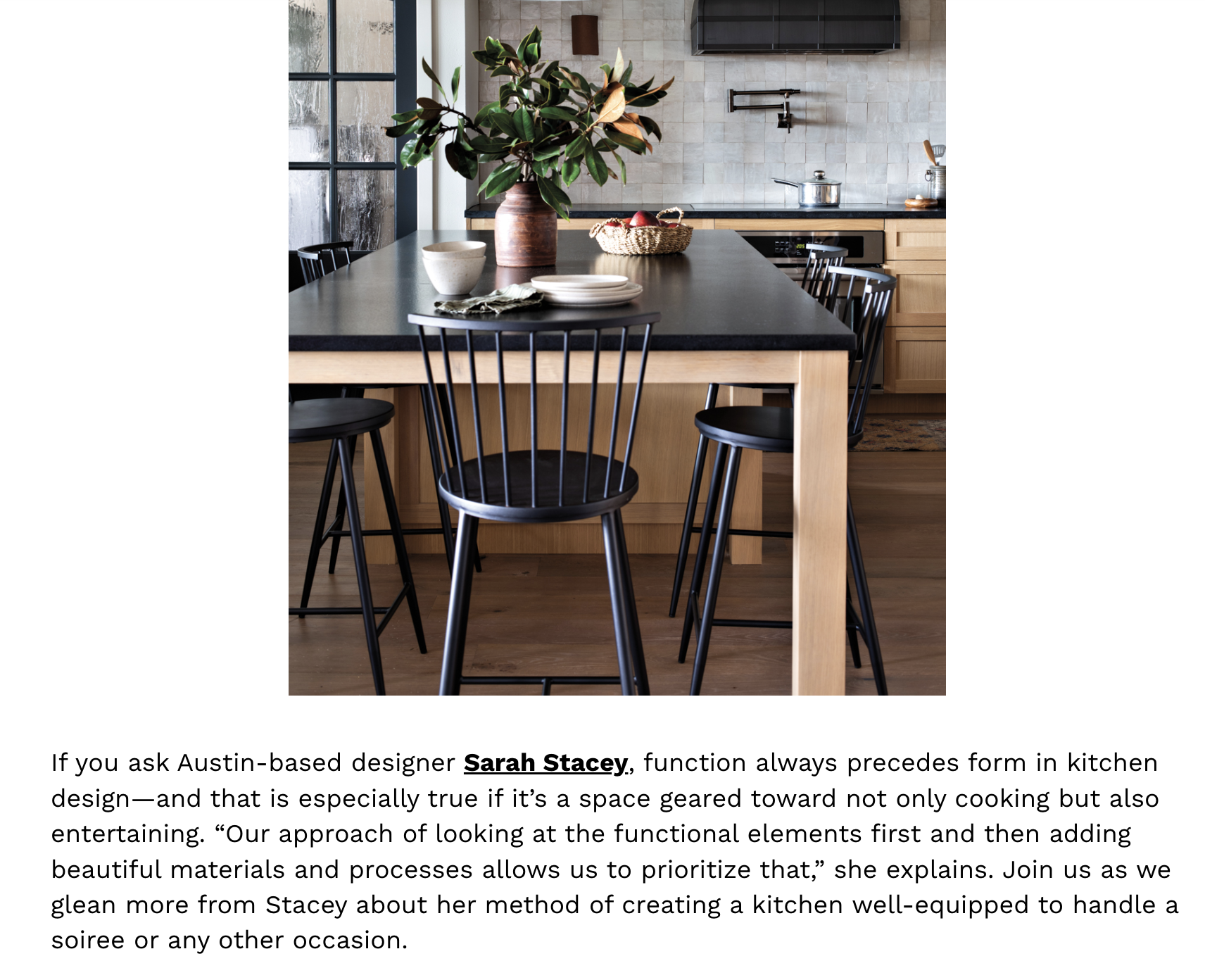 Luxe Magazine tearsheet 2023 featuring Austin, Texas kitchen by Sarah Stacey Interior Design, photography by Avery Nicole Photography