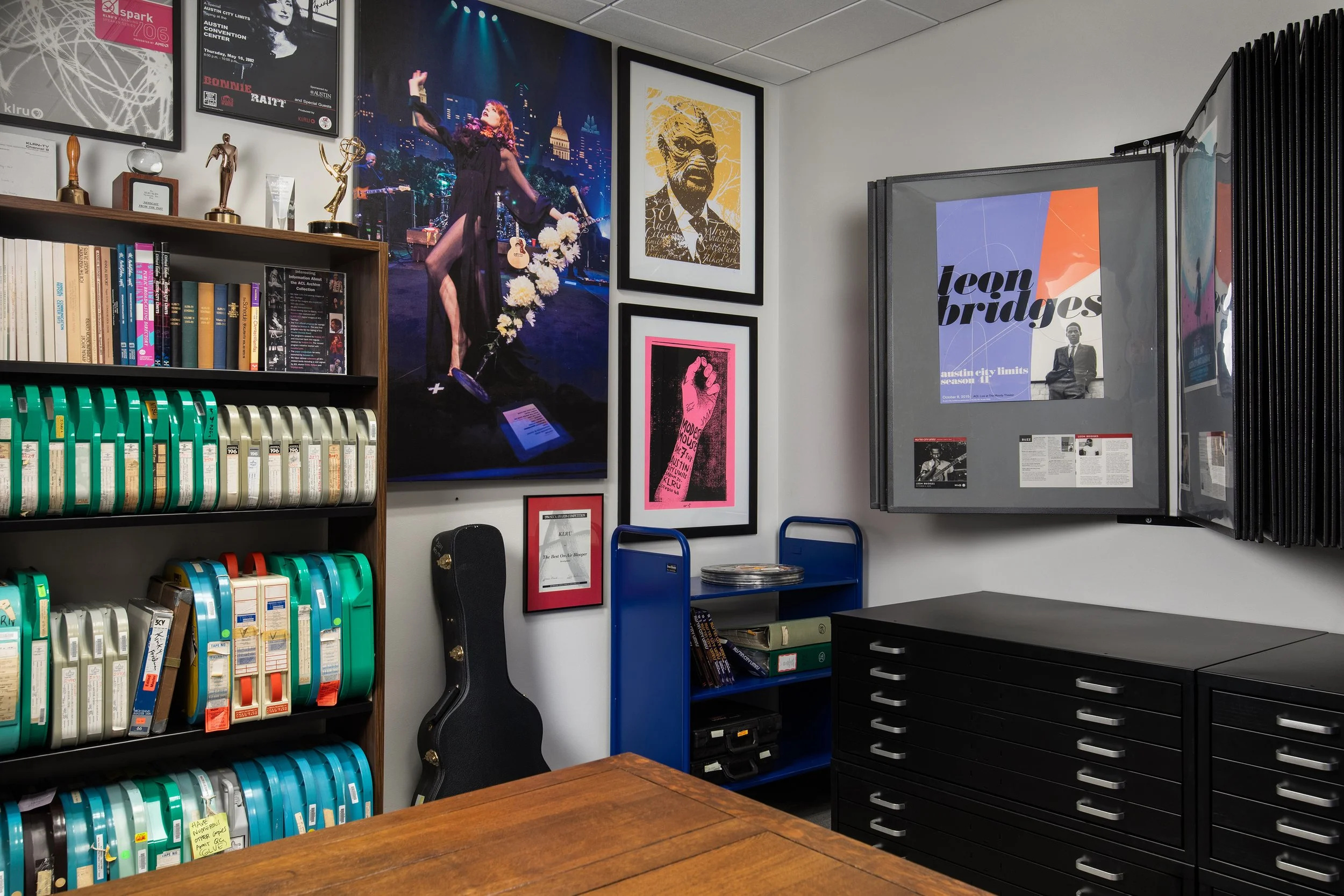Austin PBS and ACL Live Headquarters archive room by Britt Design Group, commercial interior design photography by Avery Nicole Photography and located in Austin, Texas