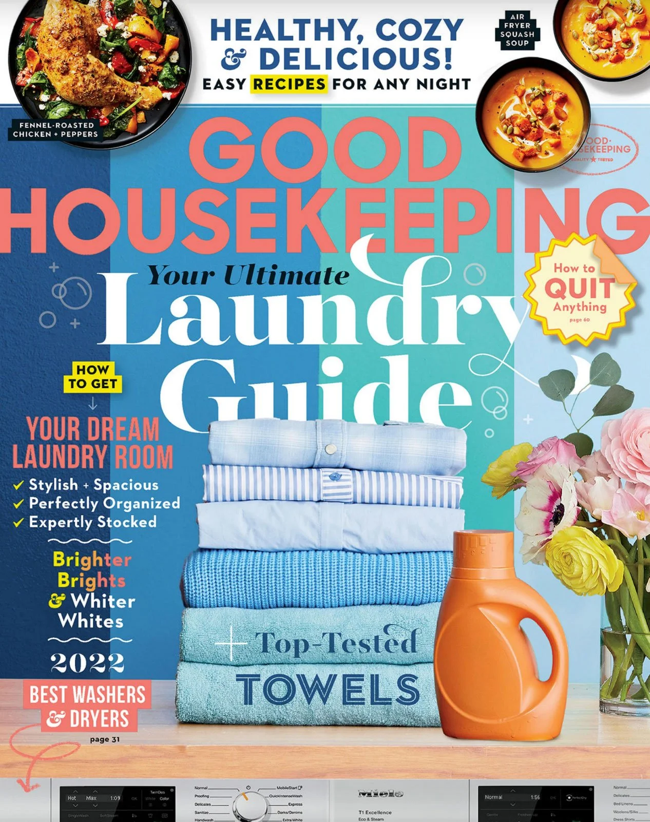 Good Housekeeping Magazine tearsheet featuring Austin, Texas laundry room by Sarah Stacey Interior Design, photography by Avery Nicole Photography