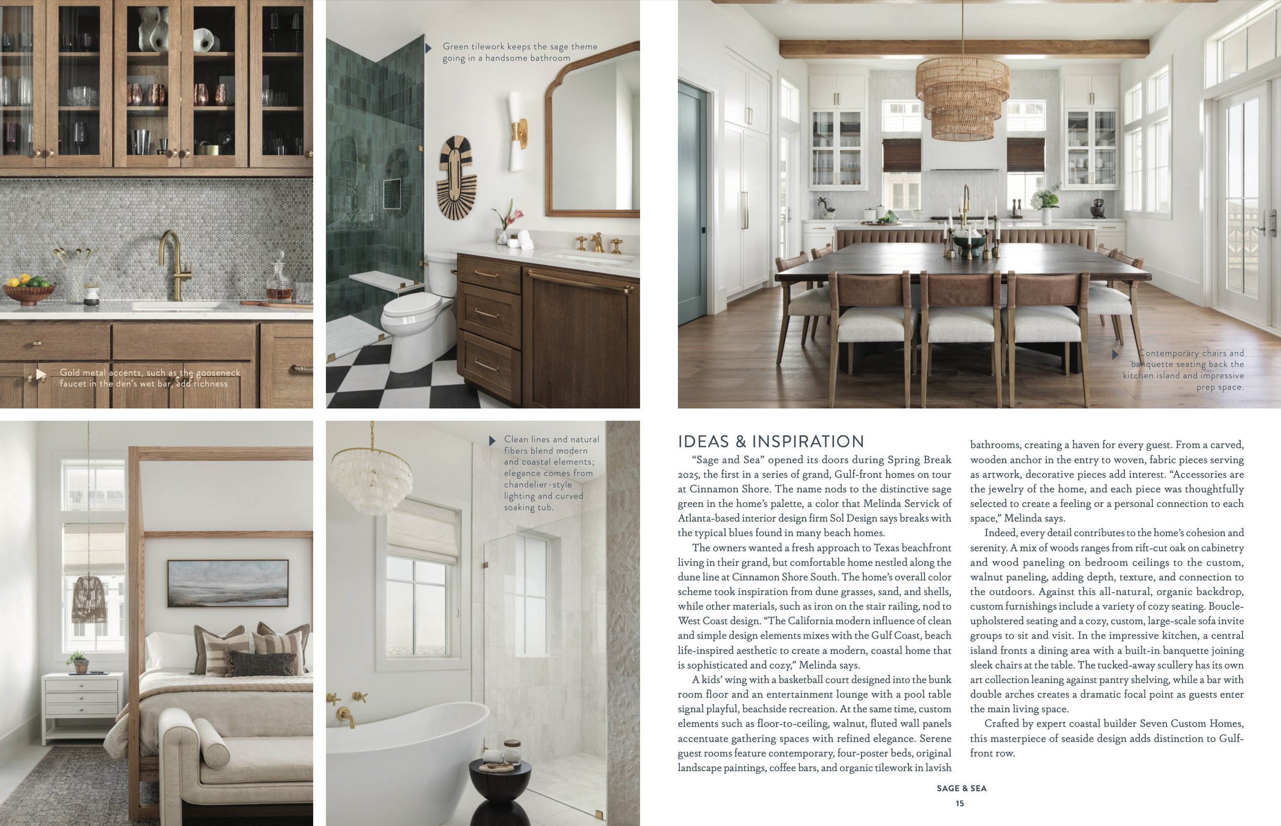 Cinnamon Shore Magazine tearsheet summer 2025 featuring Sage and Sea home by Sol Design, Port Aransas, Texas, photography by Avery Nicole Photography