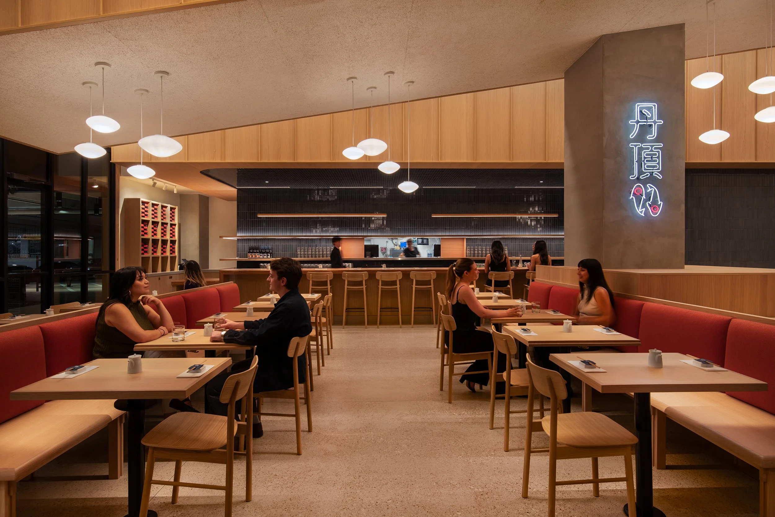 Tancho sushi main dining branding Helms Workshop, commercial hospitality photography by Avery Nicole Photography and located in Austin, Texas