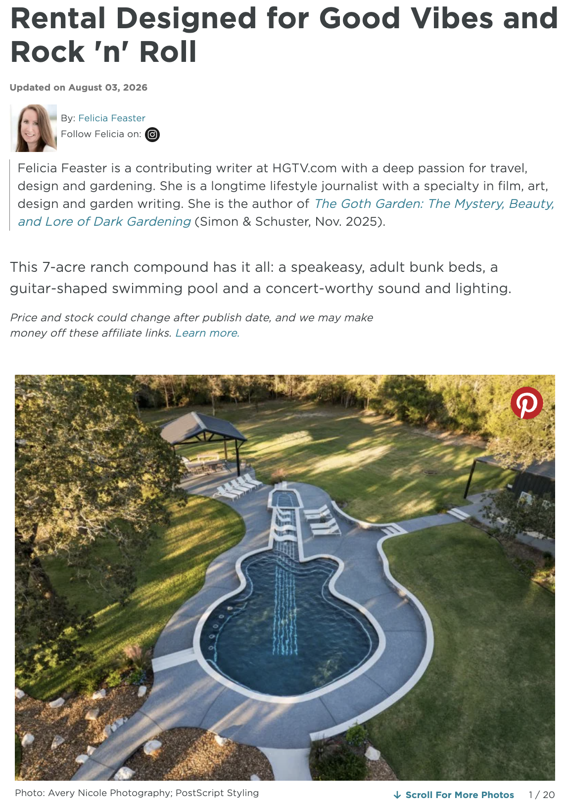 HGTV Magazine online article featuring Rock N Roll Ranch by JDuce Design, Brenham, Texas, photography by Avery Nicole Photography