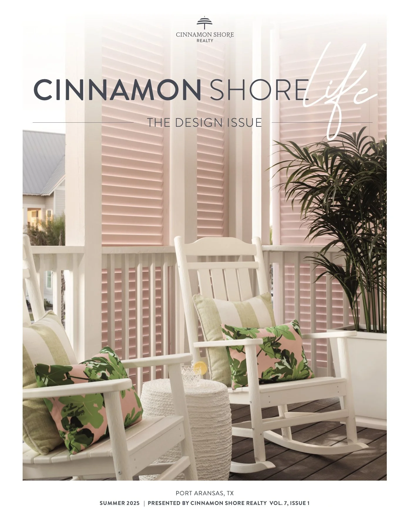 Cinnamon Shore Magazine tearsheet summer 2025 featuring Sage and Sea home by Sol Design, Port Aransas, Texas, photography by Avery Nicole Photography