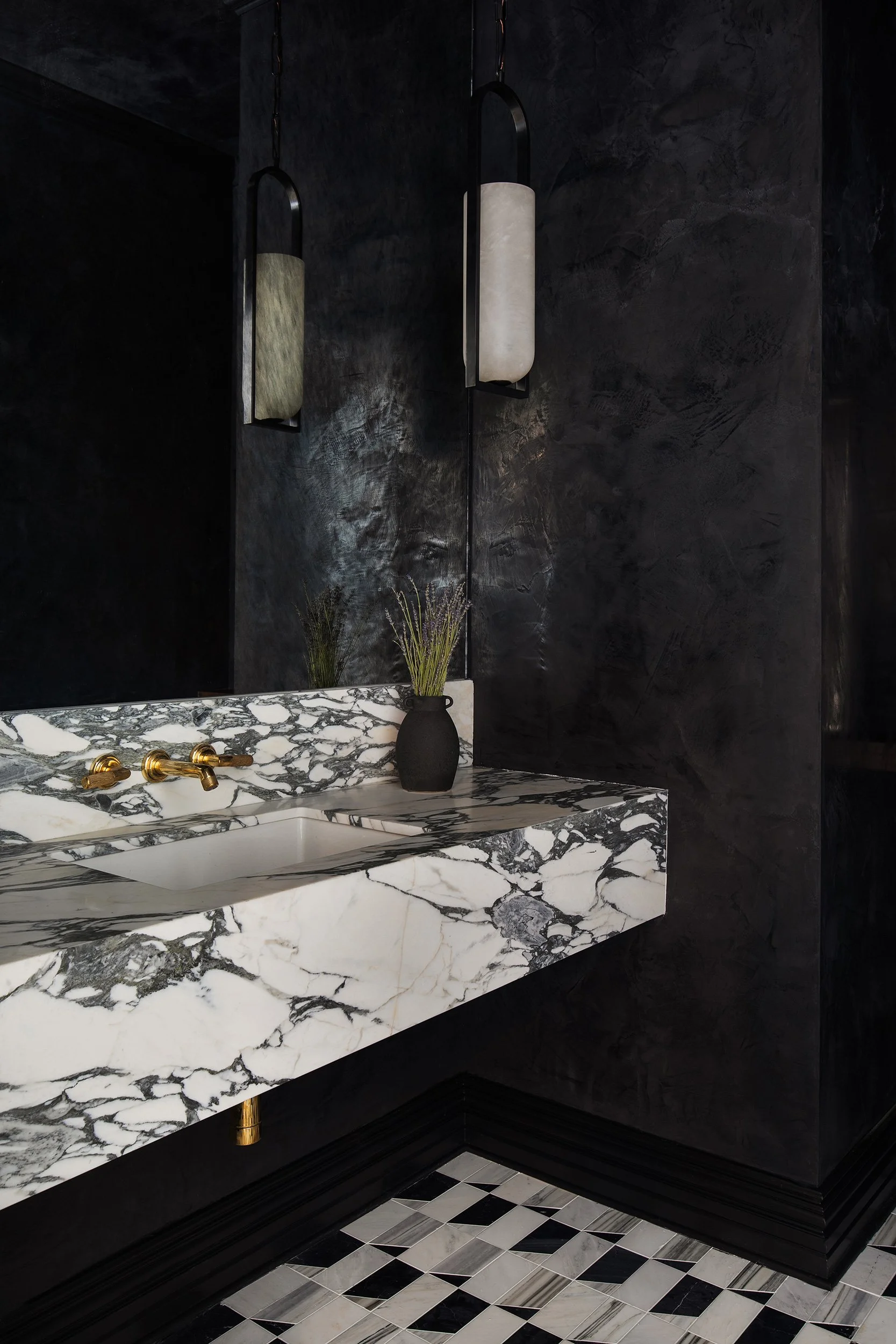 Lake Austin estate powder bathroom interior design by The Pankonien Group, residential photography by Avery Nicole Photography and located Austin, TX