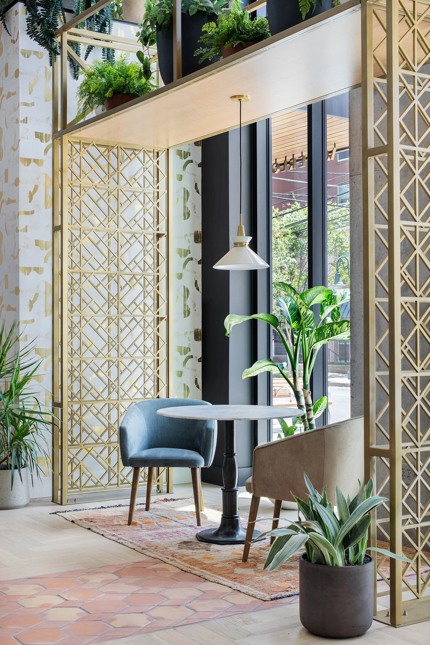Coffee bar from the Waterloo Student Housing designed by Chelsea Kloss with LV Collective, University of Texas at Austin, Austin Texas, photography by Avery Nicole Photography