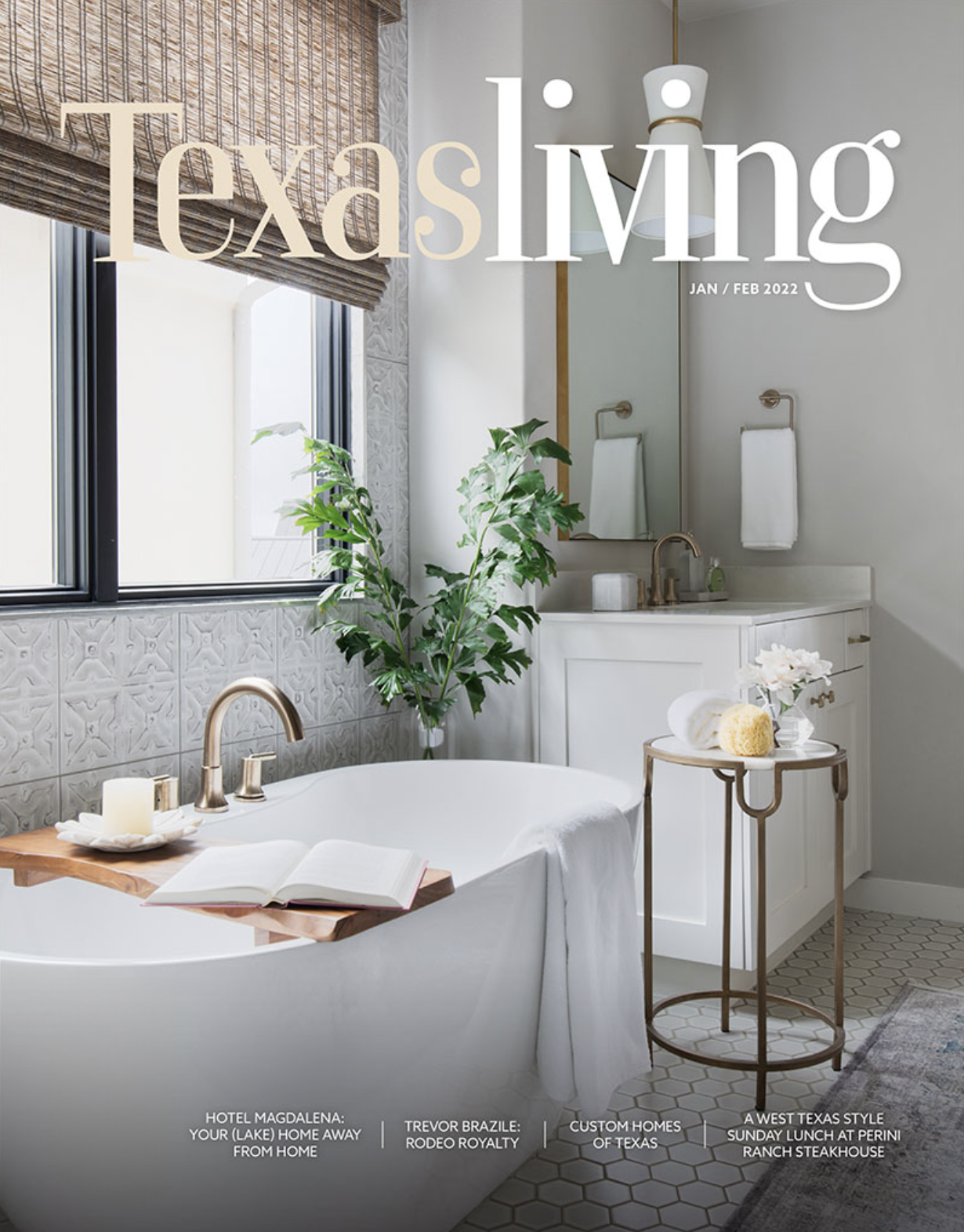 Texas Living Magazine tearsheet cover feature Austin Texas home by Heather Scott Home & Design, photography by Avery Nicole Photography