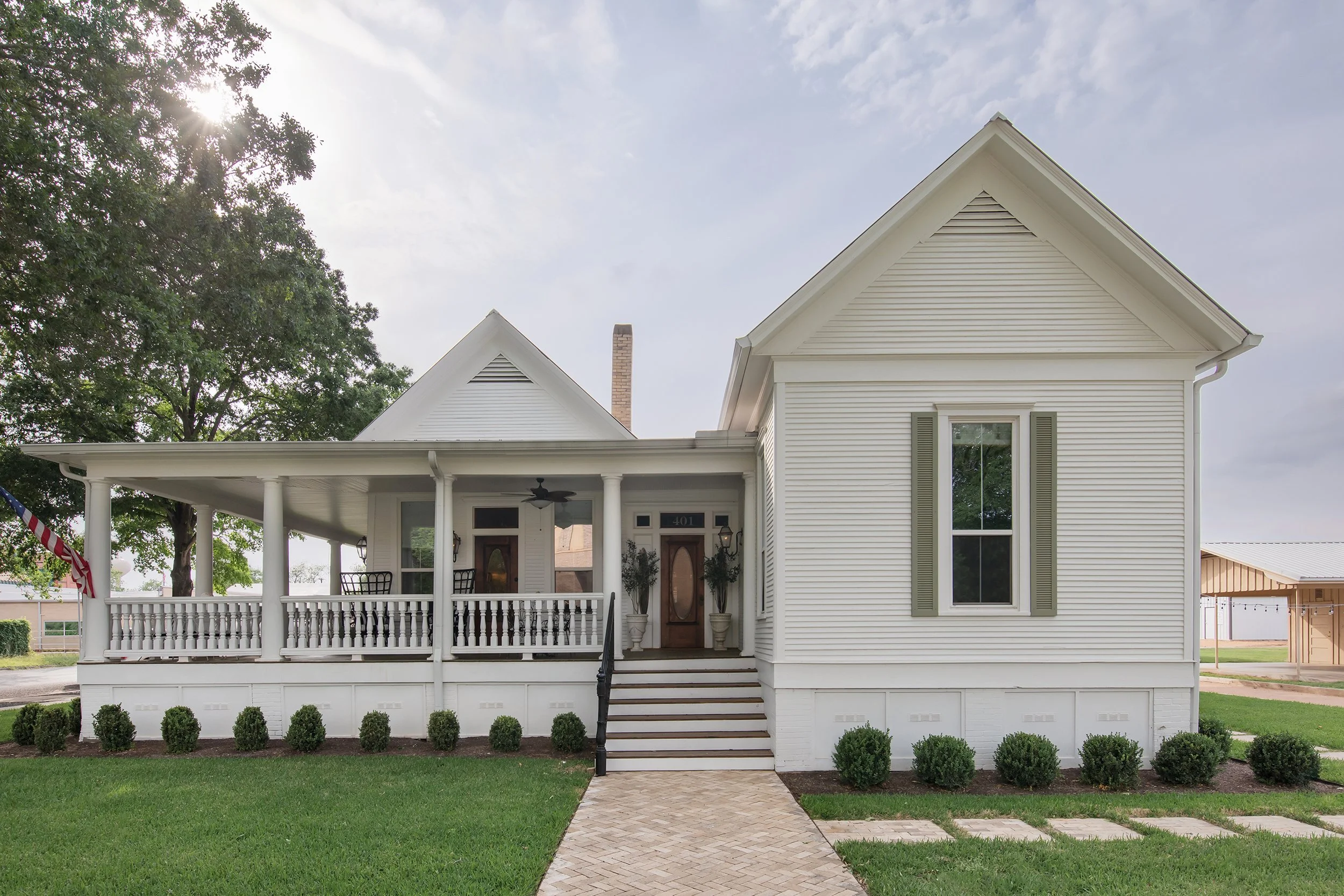 Olive Home Front Exterior design by Patrice Nichole Studio,  residential interior design photography by Avery Nicole Photography and located near Round Top in Smithville, Texas