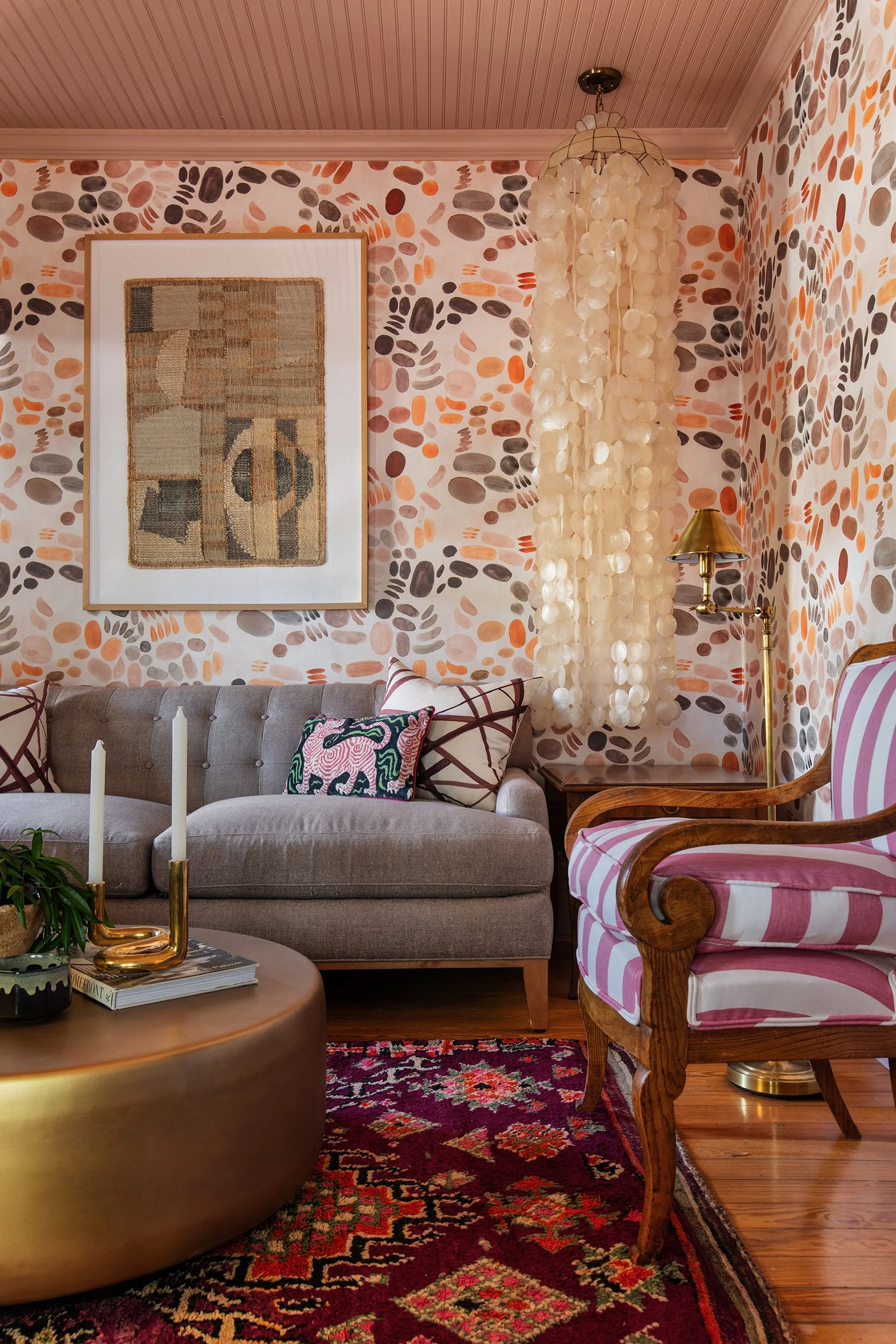 The Menagerie luxury boutique hotel the grace bungalow living room by Sarah Stacey Interior Design. Photography by Avery Nicole Photography and located in Fredericksburg, Texas