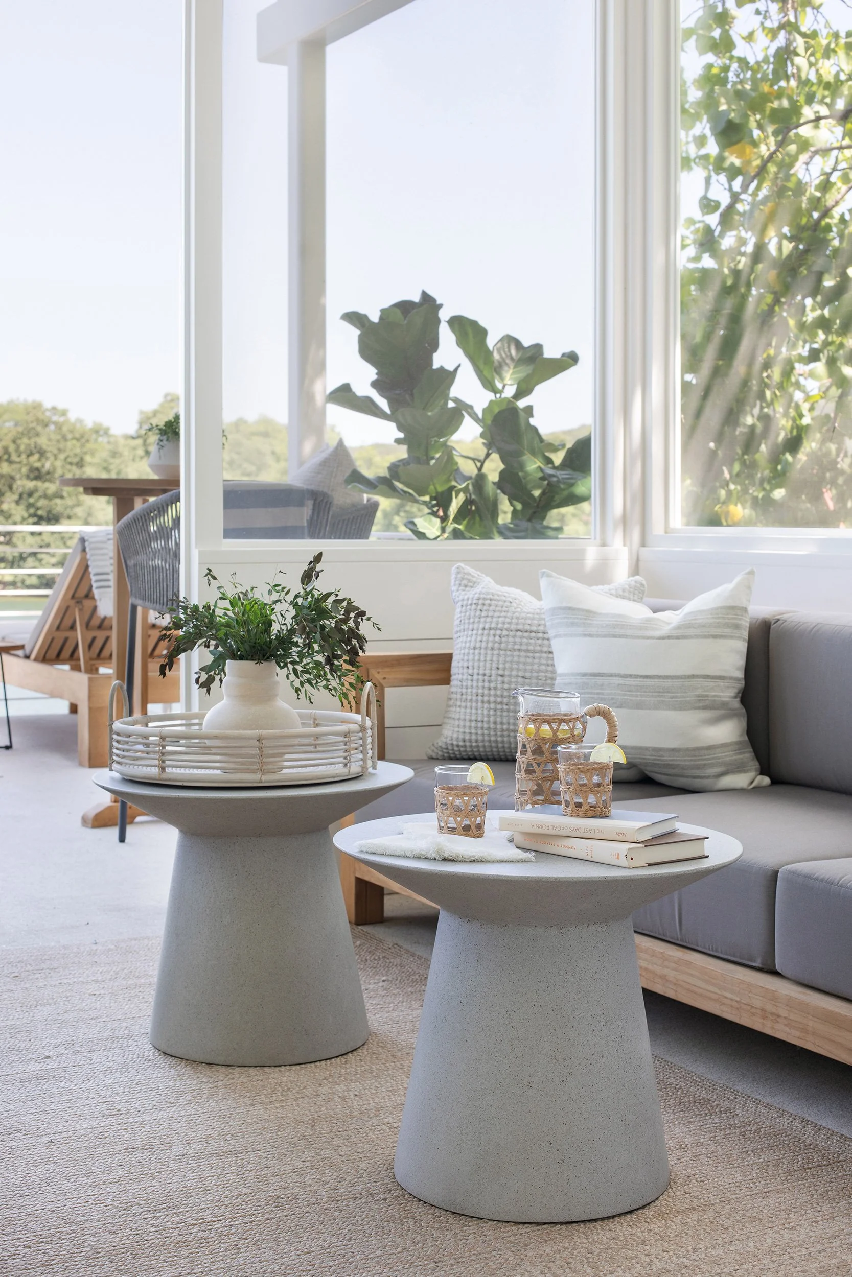 Seating area vignette from The Toad Inn boathouse, designed by The Pankonien Group, Lake Austin, Austin Texas, photography by Avery Nicole Photography