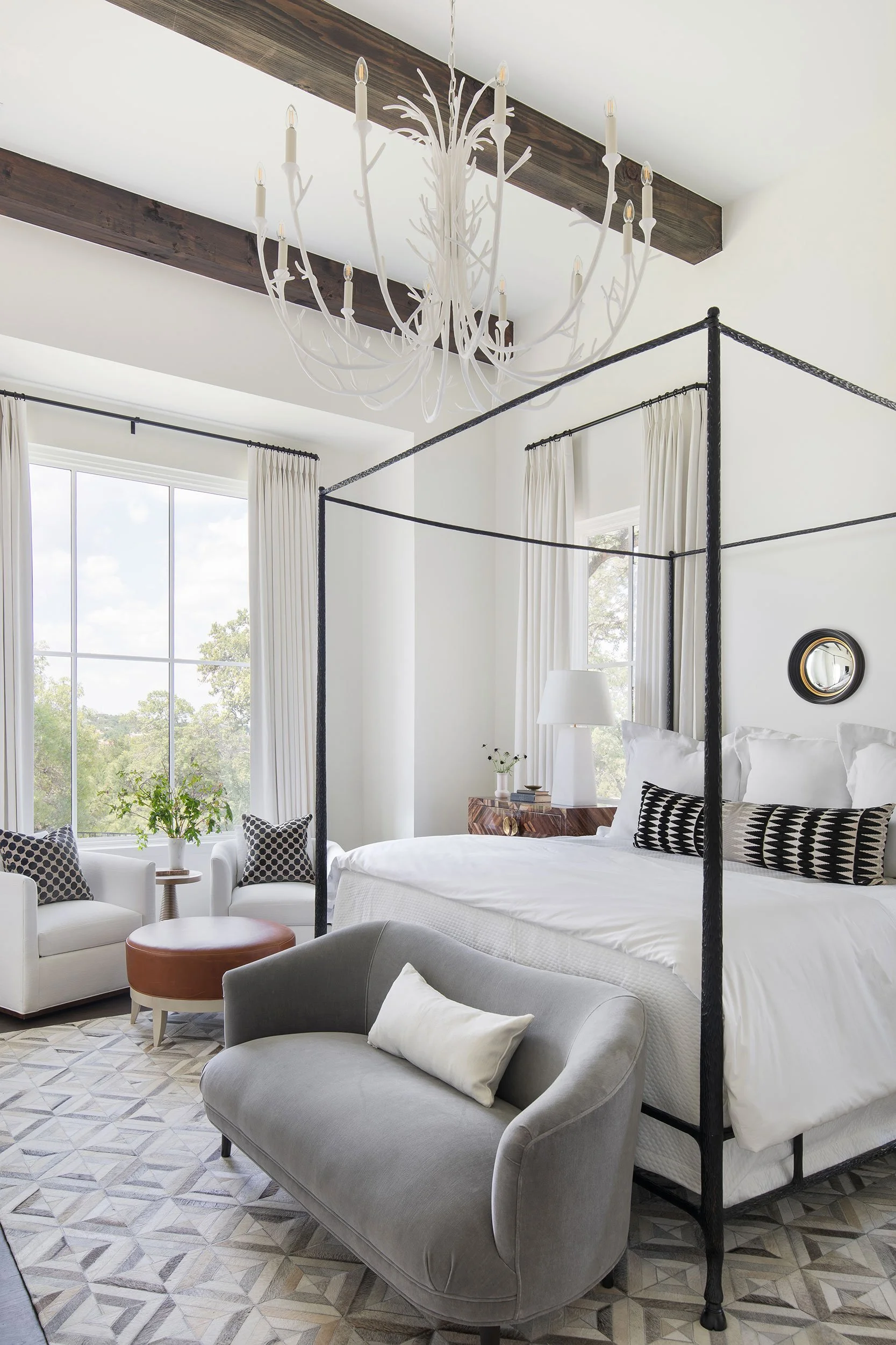 Primary Bedroom from the Amarra Villas project, designed by Heather Scott Home & Design, Austin Texas, photography by Avery Nicole Photography
