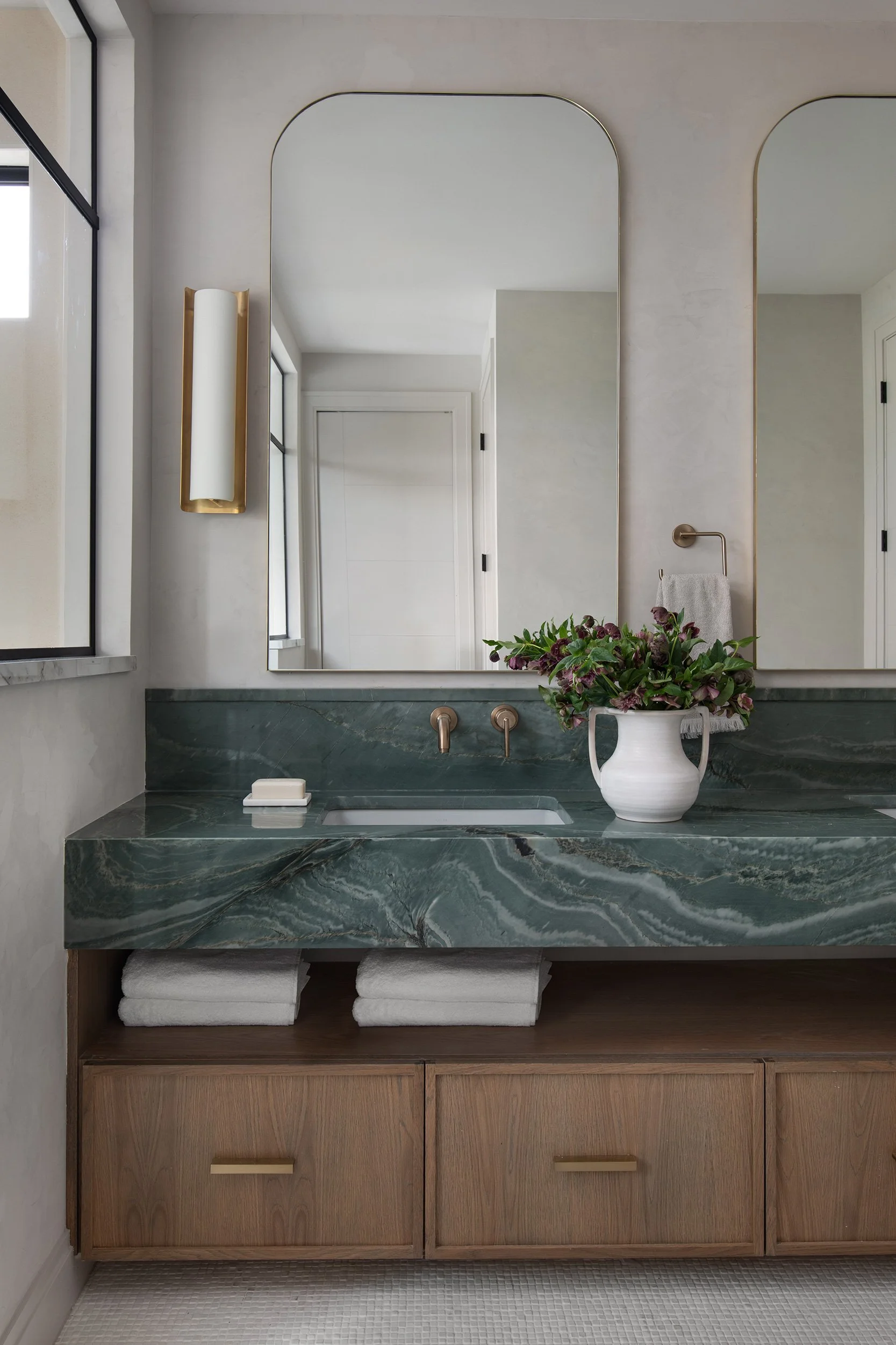 Powder bathroom vignette from the Taylor Gaines Project, designed by Etch Design Group, Austin TX, photography by Avery Nicole Photography