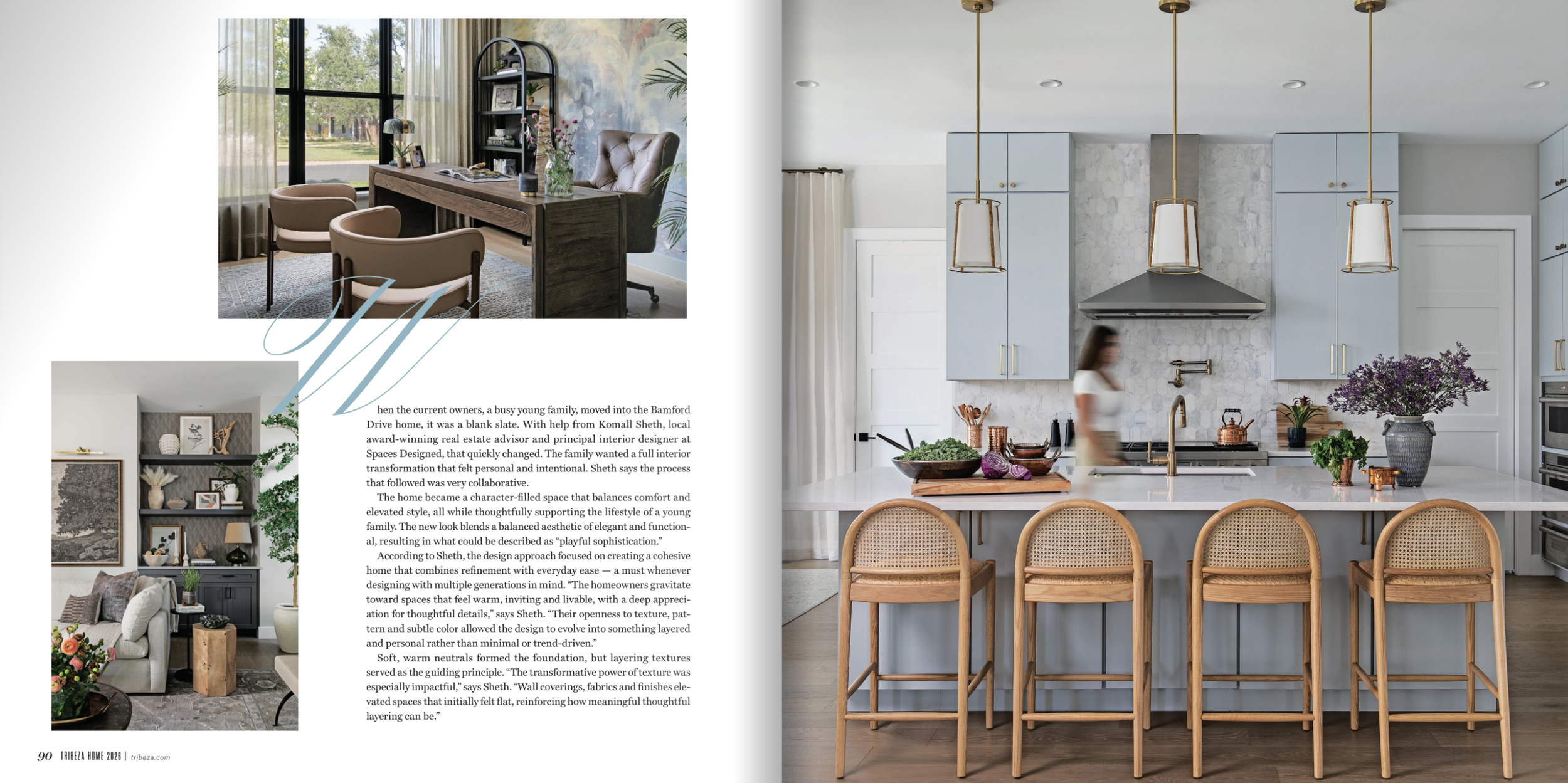 Tribeza Home tearsheet 2026, featuring Beauty On Bamford by Spaces Designed, Austin, Texas, photography by Avery Nicole Photography