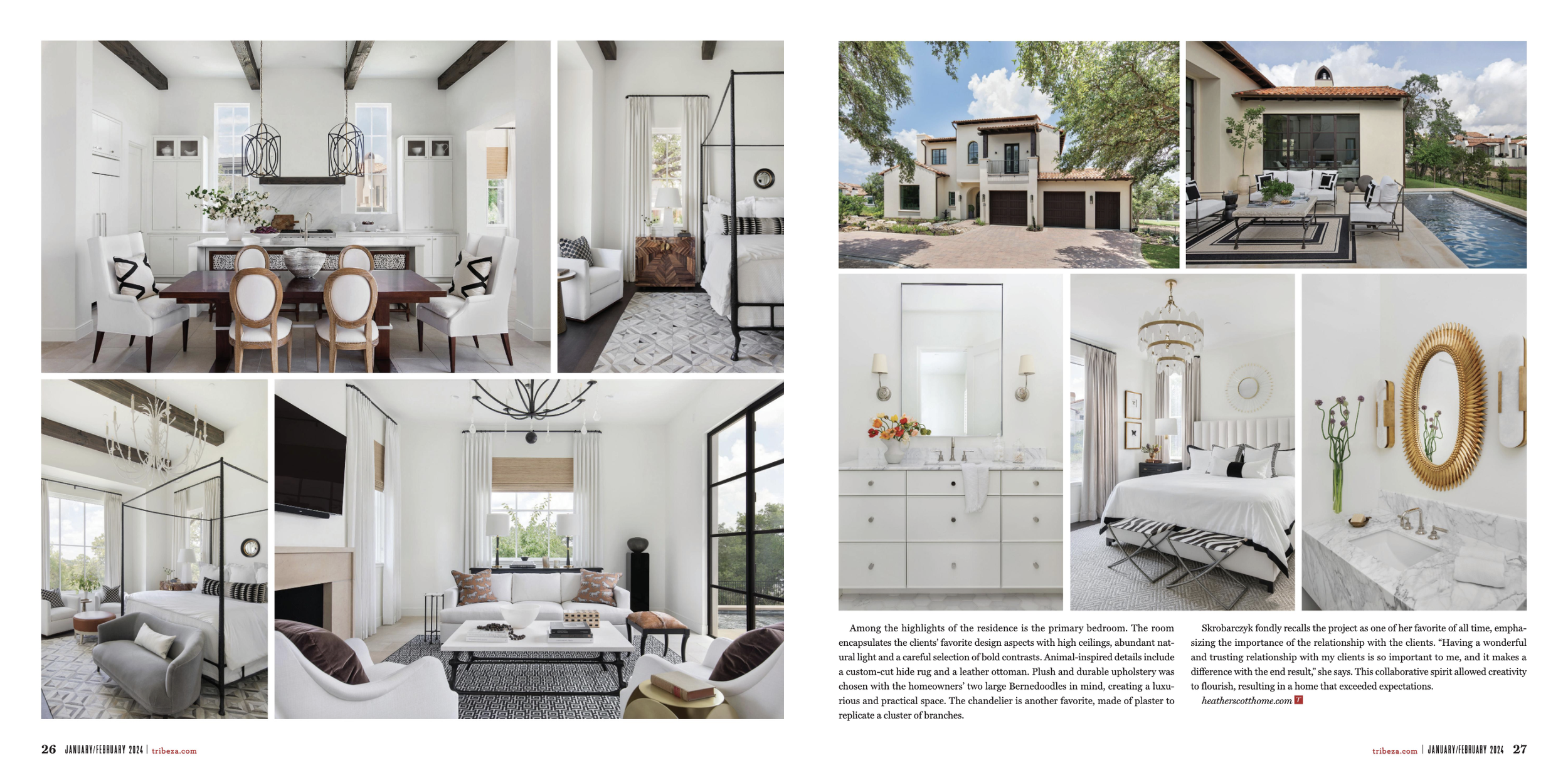 Tribeza Magazine 2024 tearsheet featuring Austin Home by Heather Scott Home & Design, photography by Avery Nicole Photography