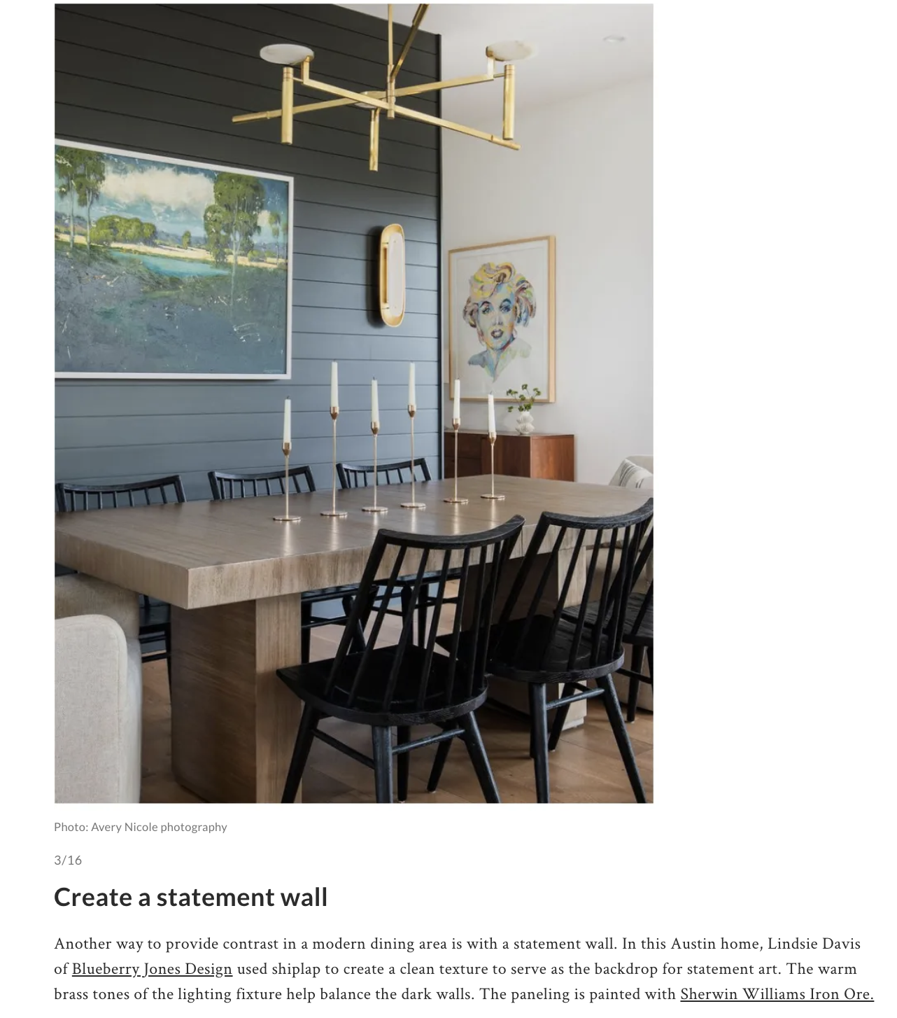 AD It Yourself Magazine 2024 tearsheet featuring dining room by Blueberry jones Design, Dripping Springs, Texas, photography by Avery Nicole Photography