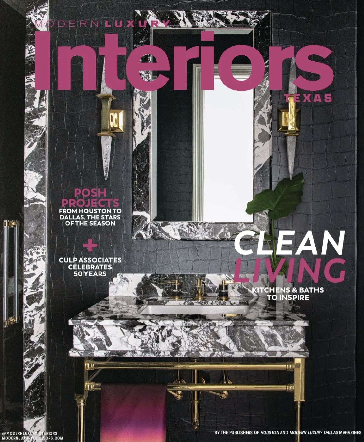Modern Luxury Interiors Magazine tearsheet featuring Austin, Texas home by Etch Design Group, photography by Avery Nicole Photography