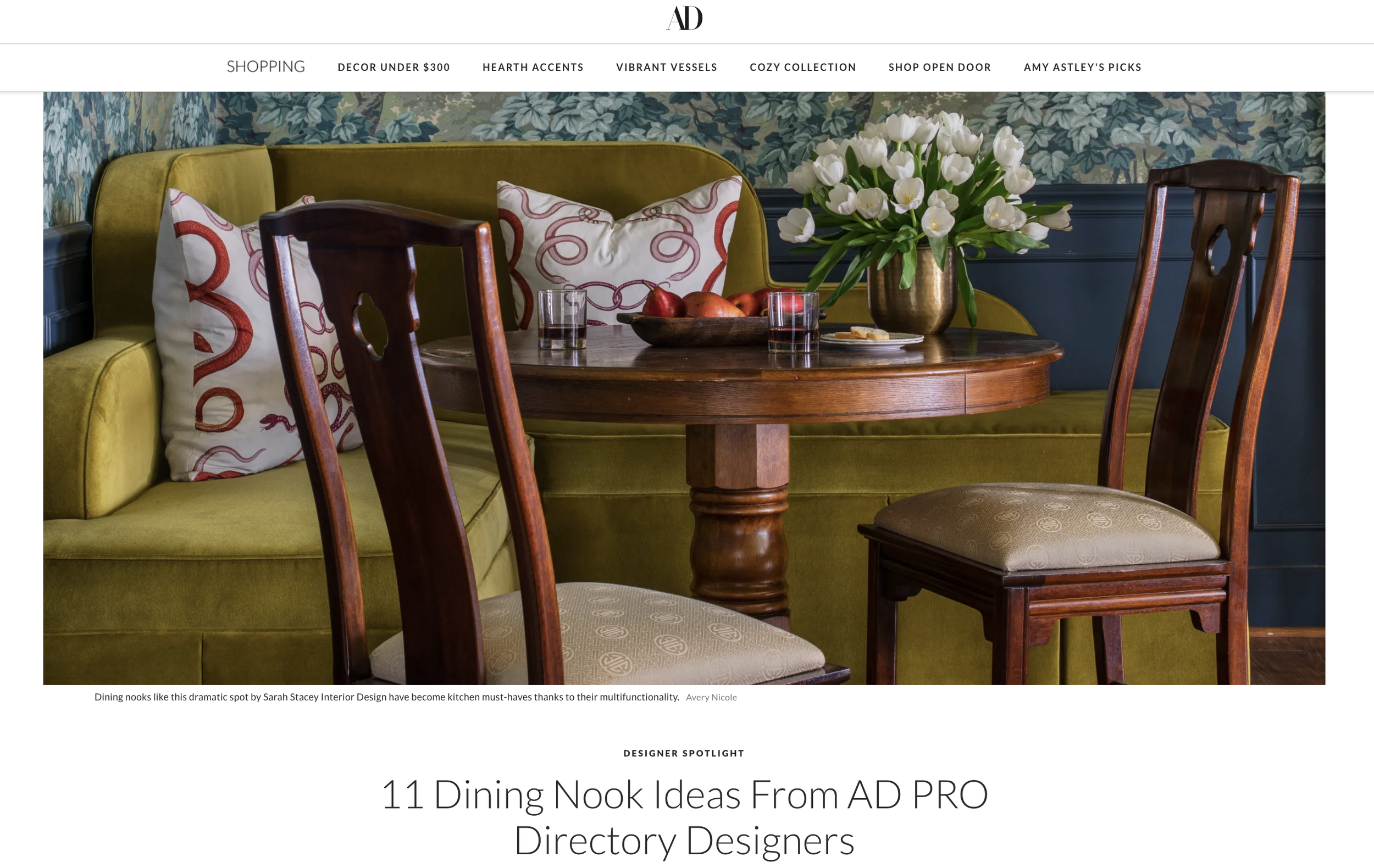 Architectural Digest Magazine tearsheet featuring The Menagerie by Sarah Stacey Interior Design, Fredericksburg, Texas, photography by Avery Nicole Photography