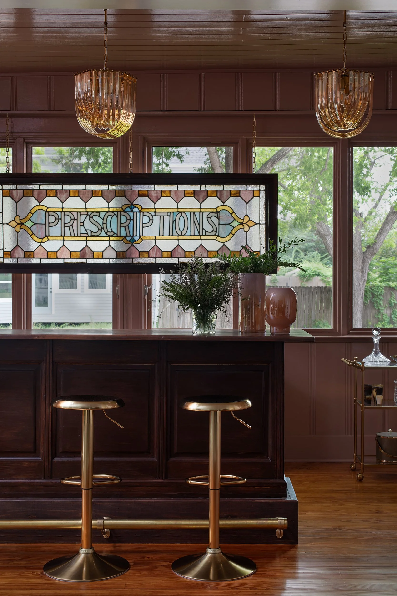Olive Home bar vignette design by Patrice Nichole Studio,  residential interior design photography by Avery Nicole Photography and located near Round Top in Smithville, Texas