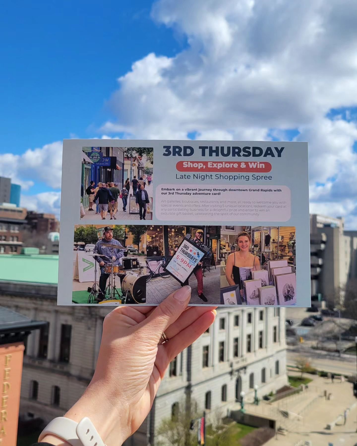 Embark on a vibrant journey through downtown Grand Rapids with our new 3rd Thursday adventure card! Art galleries, boutiques, restaurants, and more are all ready to welcome you with special events and offers. After visiting 5 unique locations, redeem