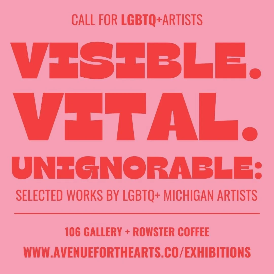 You&rsquo;re invited to submit your work for our Pride month juried exhibition in partnership with @rowstercoffee ! This exhibition welcomes artists who live in Michigan and identify as LGBTQ+. Learn more and apply at avenueforthearts.org/exhibitions