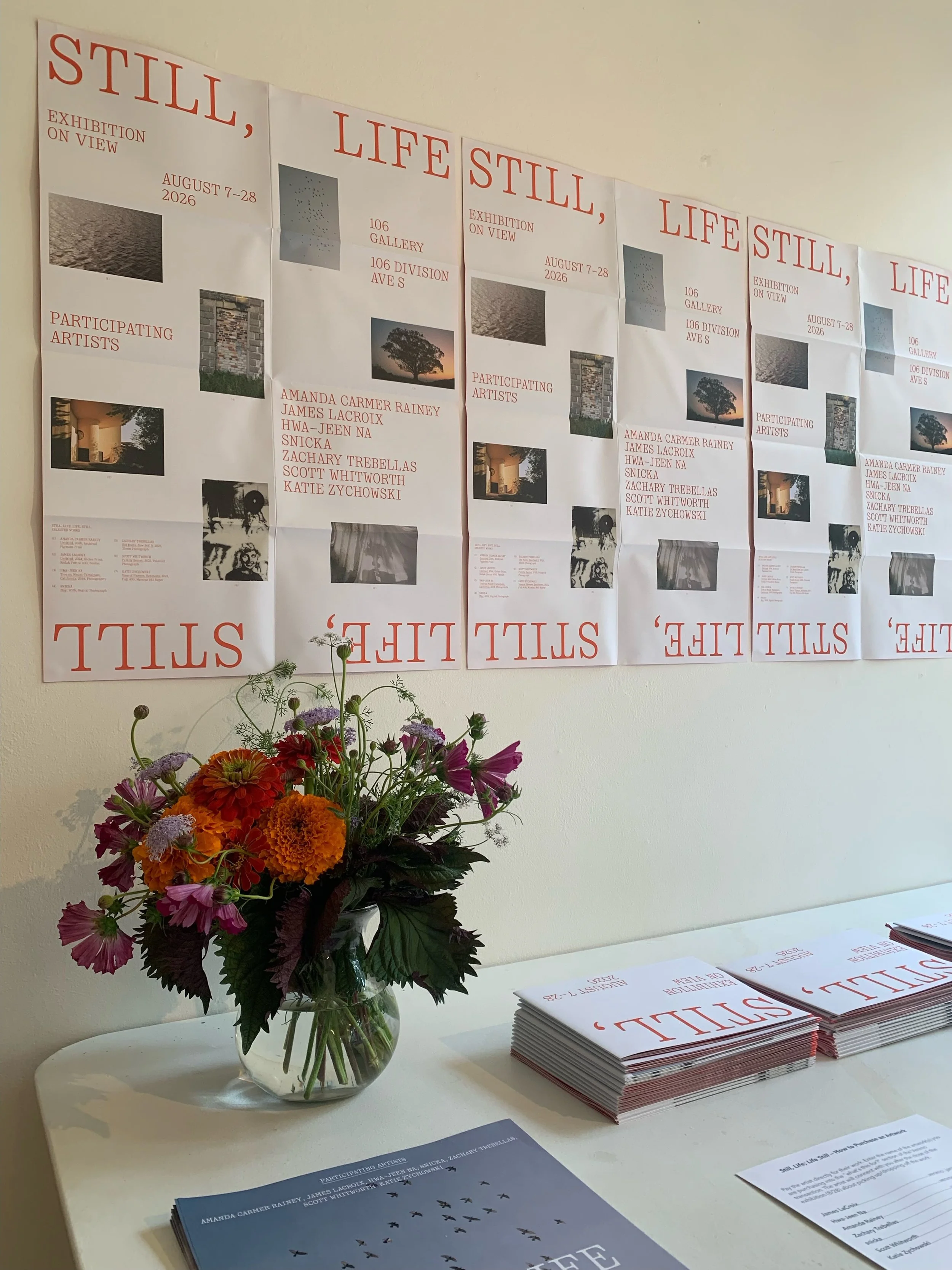 Five days left to catch &ldquo;Still, Life; Life, Still!&rdquo; We&rsquo;ve loved hosting this show, and can&rsquo;t wait to party one more time. 

&bull; Closing Reception: Friday, 8/28. 6-9pm
&bull; Open hours: Tues/Thurs, 10am-4pm
&bull; Location: