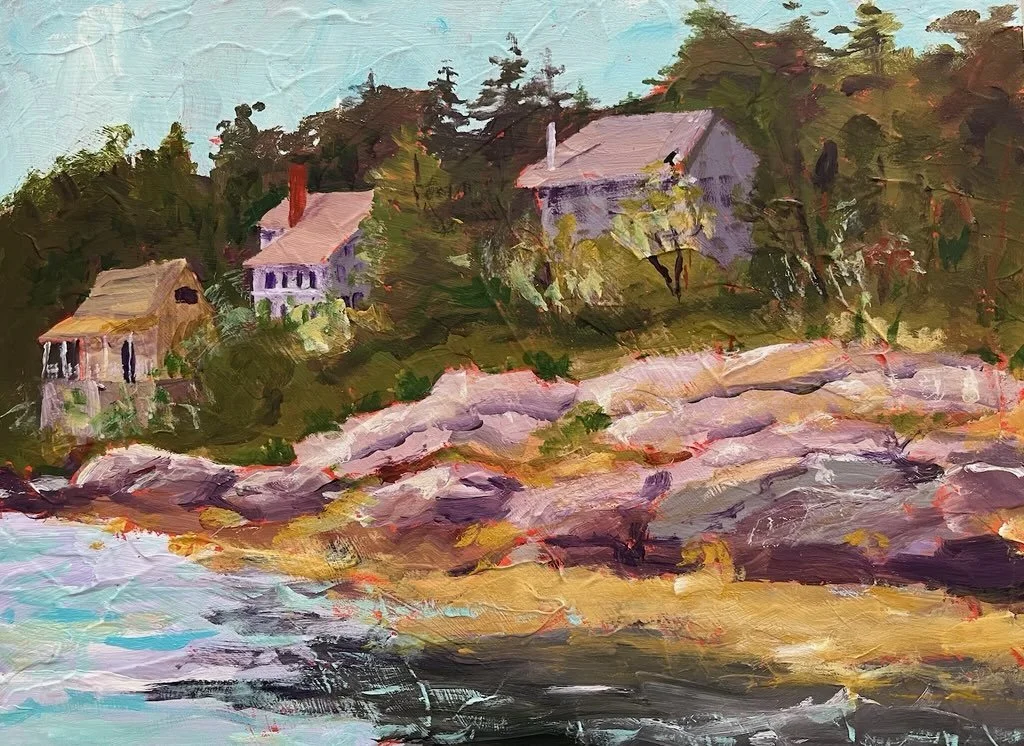3 Houses, 5 Islands 12 x 16 acrylic 