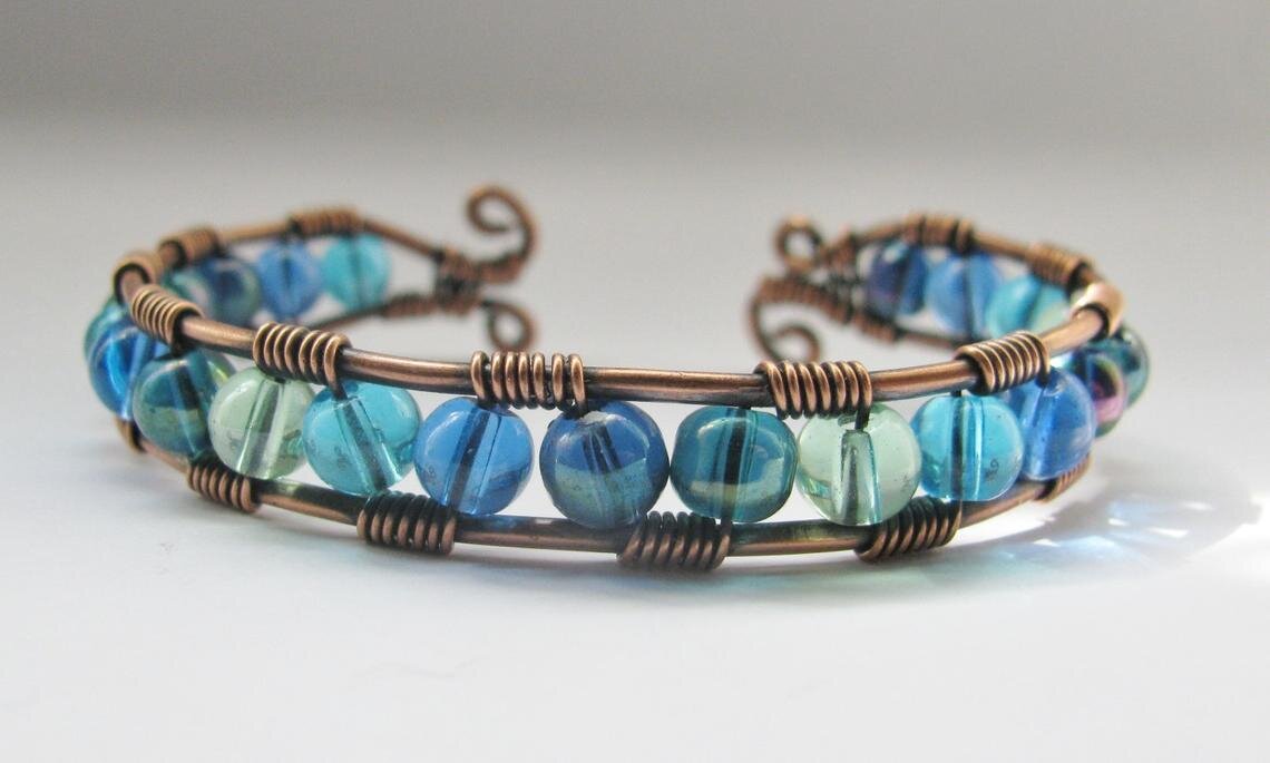 Wire Wrap Bracelet Bead Kit, Teal - Mrs. O'Leary's Mercantile
