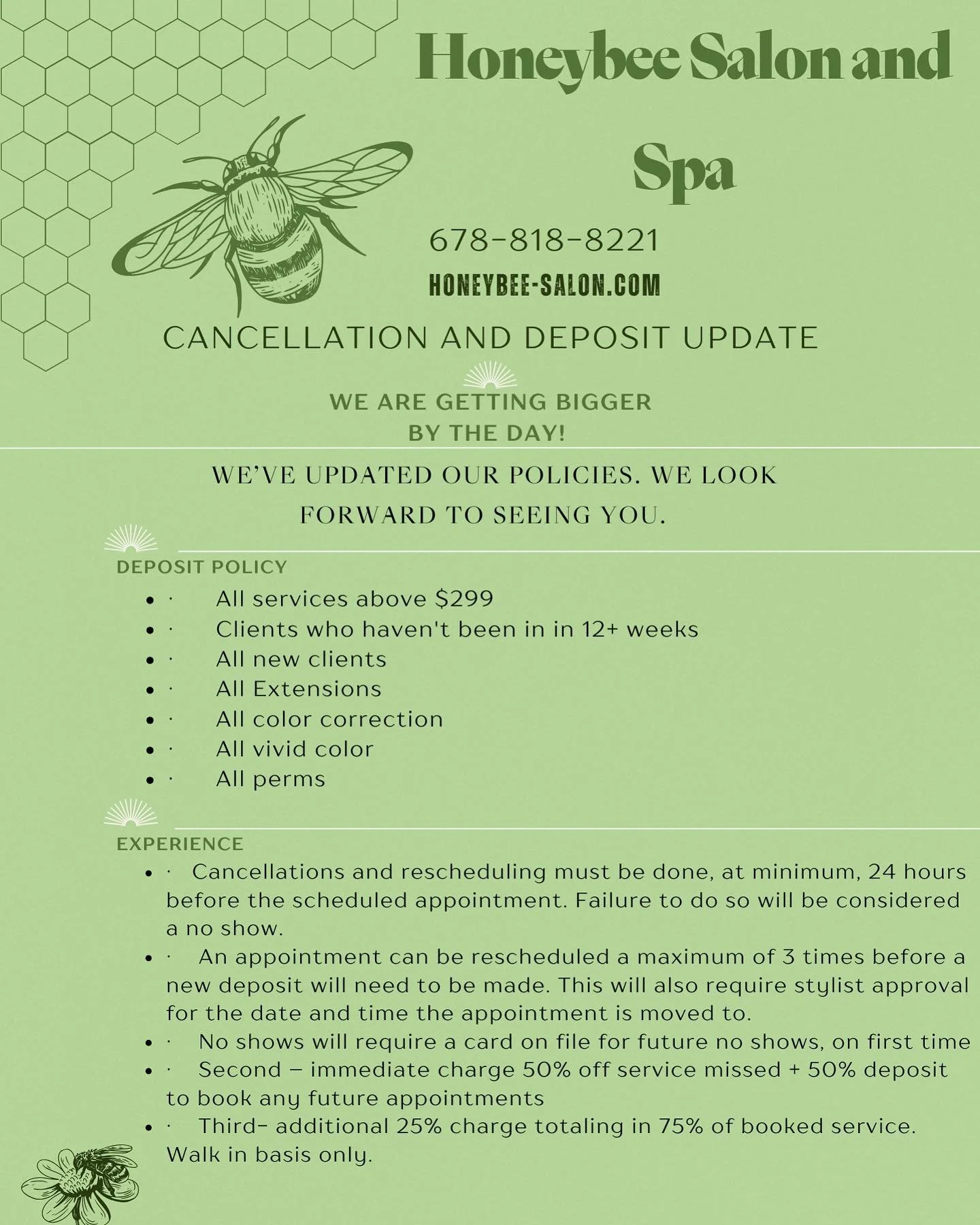 Hi guys! With all this getting bigger business, we are updating some of our policies! We appreciate your understanding. If you have any questions, please contact us! Thank you. 
&bull;
#policyupdate #salonpolicy #masterstylist #stylist #stylistsuppor