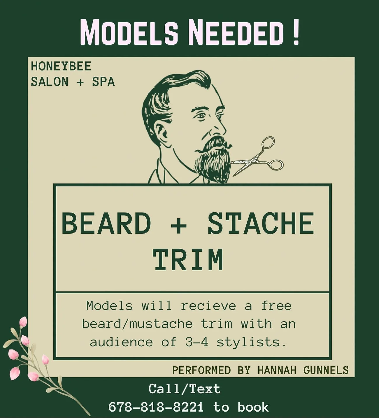 We know it&rsquo;s intimidating to trim your facial hair. That&rsquo;s why we do it for you! We are looking for models willing to allow an educator to trim their beard/mustache before an audience of 2-4 stylists. This service is free! 
To inquire, ca