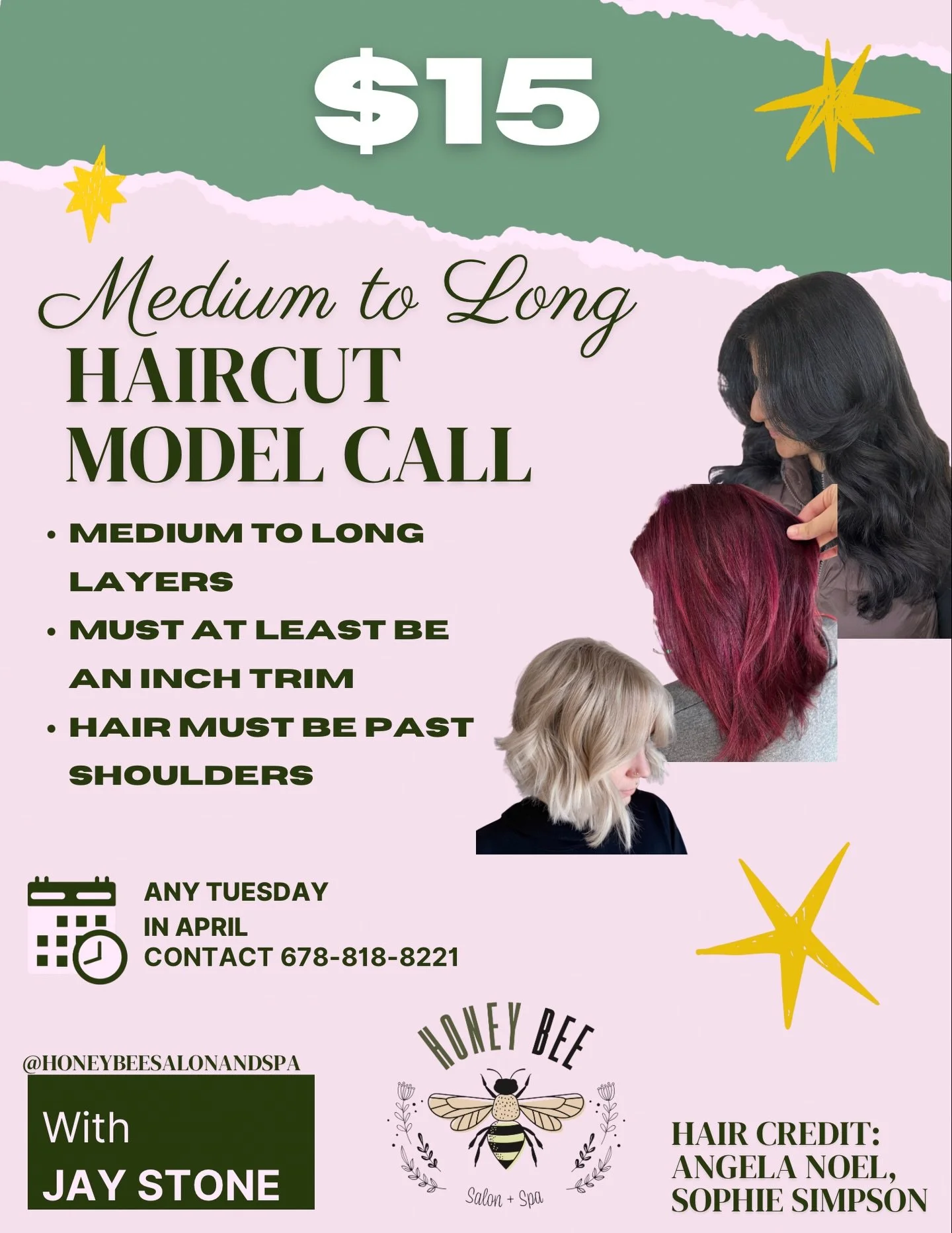Jay is READYYYY! We are so excited to announce our assistant stylist is ready to take on new clients at $15 a cut. For the guidelines, we are looning to do medium-long length cuts with short, medium, or long layers! They will be assisted by an master