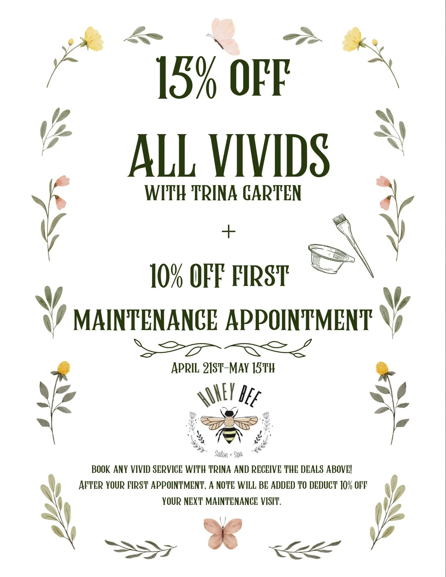 Uhm- WE KNOW you&rsquo;ve been waiting for this deal. Trina is a slayer of vivids, and she cannot wait to make your dreams come true! 
From now until May 15, if you book a vivid service with Trina receive 15% off &ndash; and 10% off of your next visi