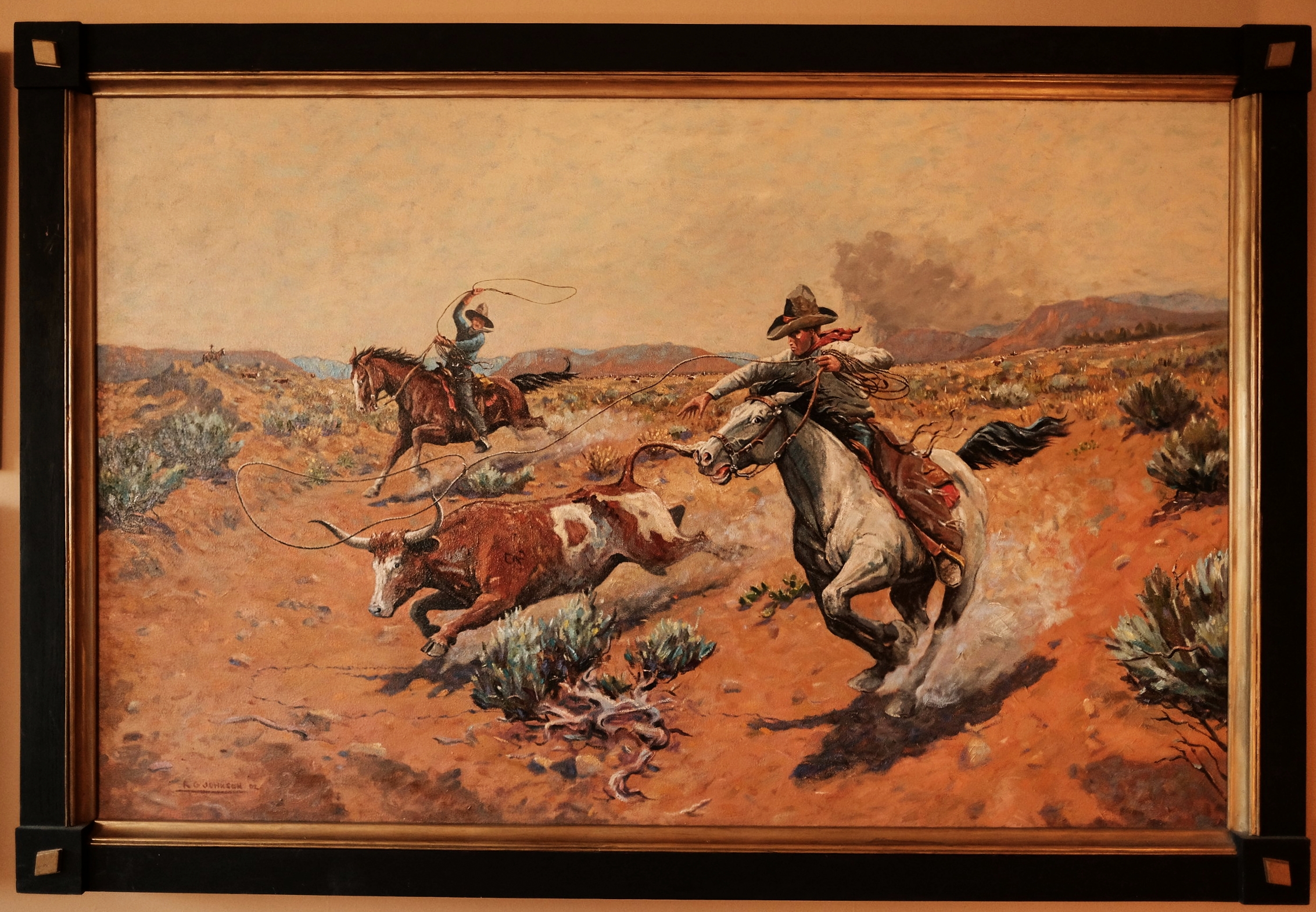 Runaway Steer - Oil on Canvas 48x33