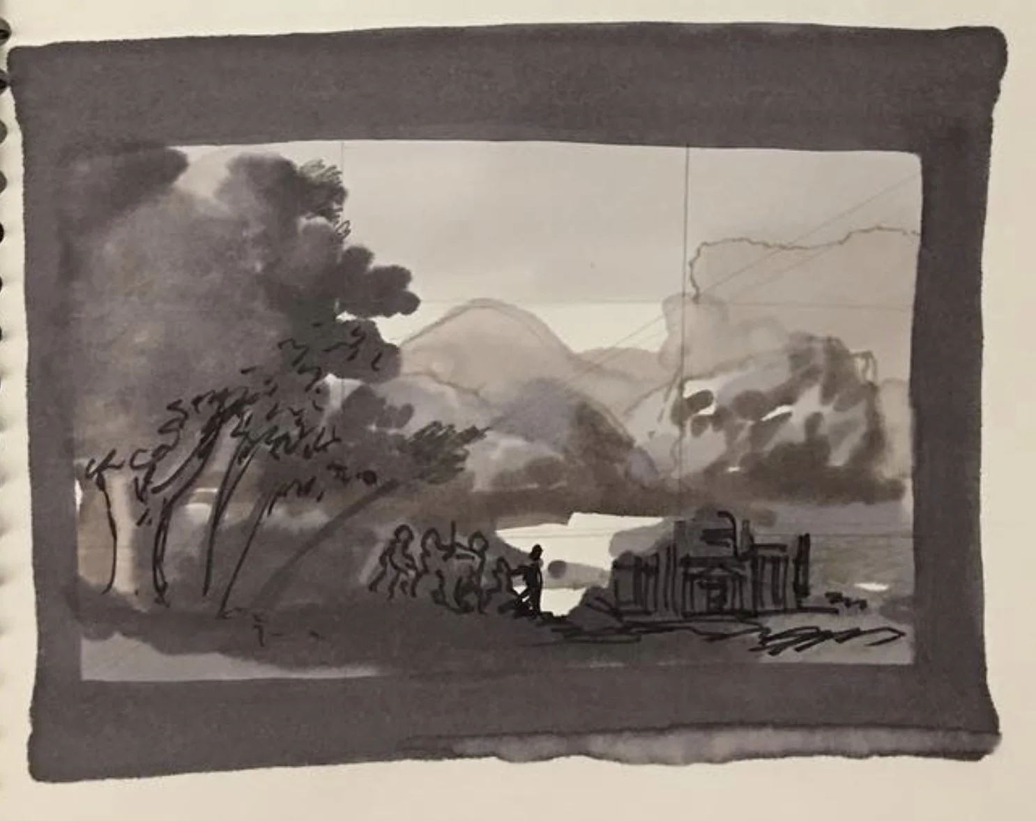 ink wash classical landscape with figures and building model.jpg