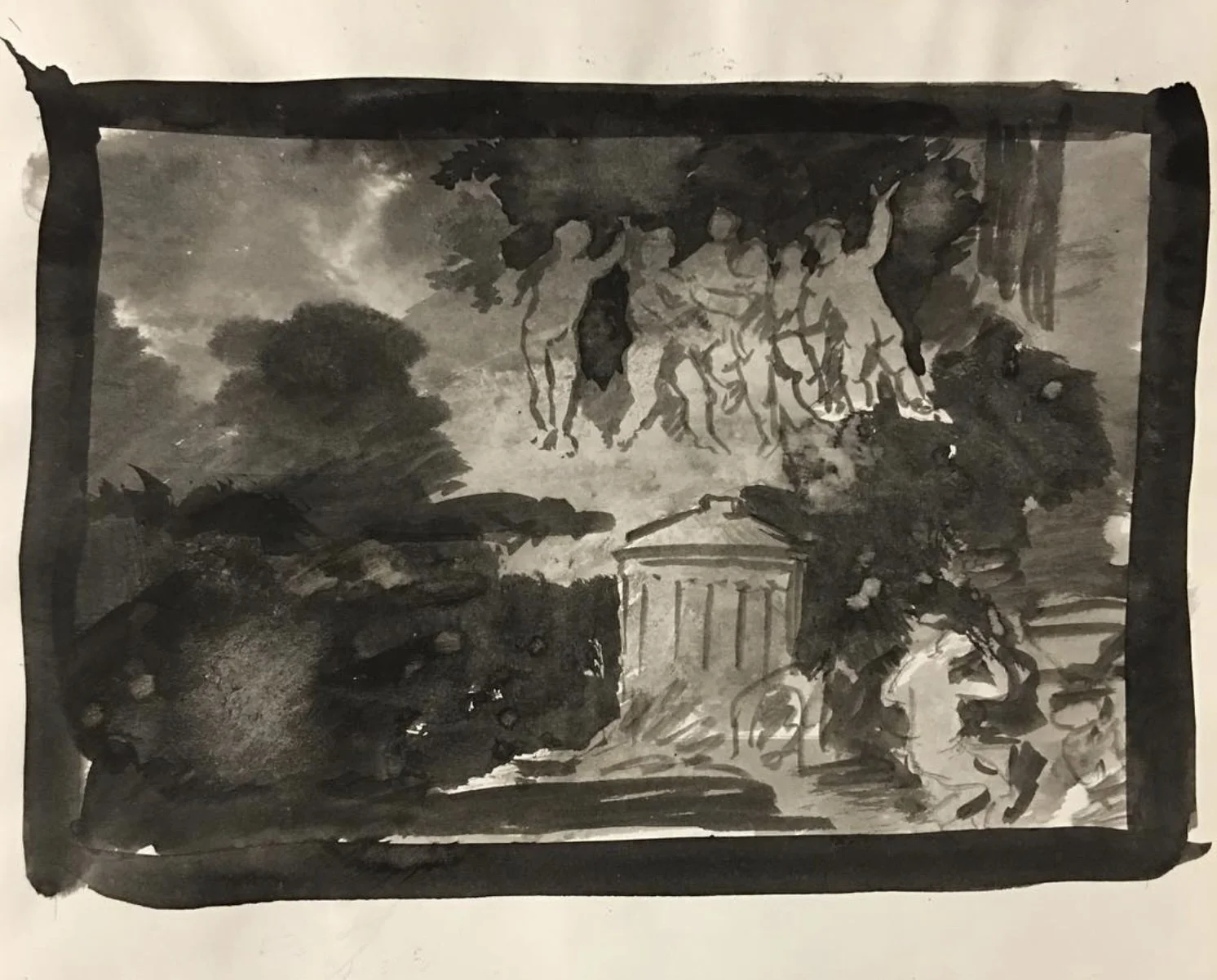 In wash putti group over a temple.jpg