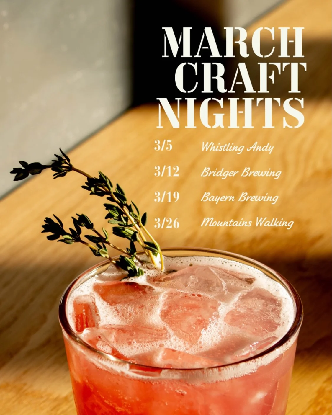 Whether you&rsquo;re here for a Thursday tasting, a special dinner worth dressing up for, or raising a pint with neighbors, we&rsquo;ve got something brewing.

FREE Craft Nights every Thursday! Pull up a chair for complimentary tastings with the brew