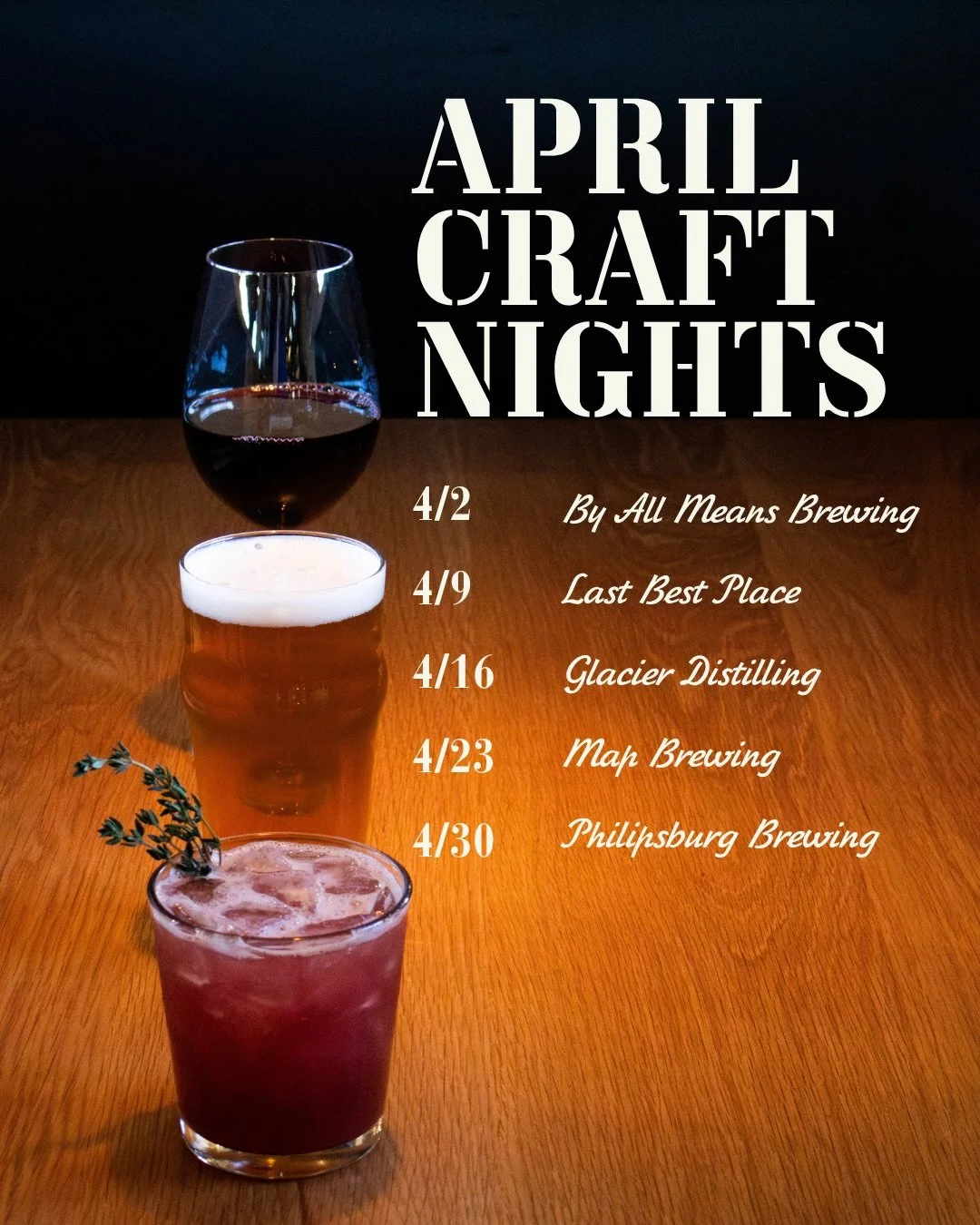 🍺 Our LAST MONTH of free tastings! Every Thursday, come meet the local brewers and distillers behind Montana&rsquo;s craft beverage scene.

🍷 Our LAST Perfect Pairing Dinner is going out with a Southern-style twist. Tickets available through our bi