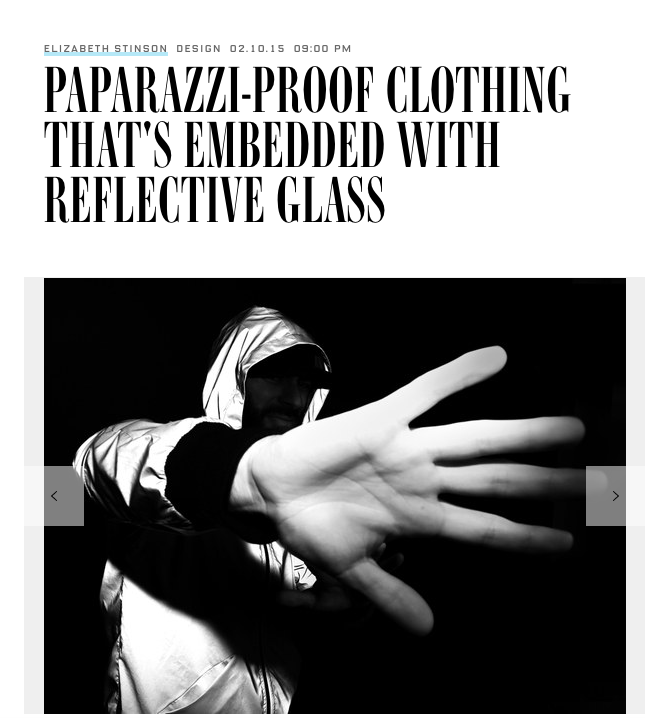 PAPARAZZI-PROOF CLOTHING THAT'S EMBEDDED WITH REFLECTIVE GLASS