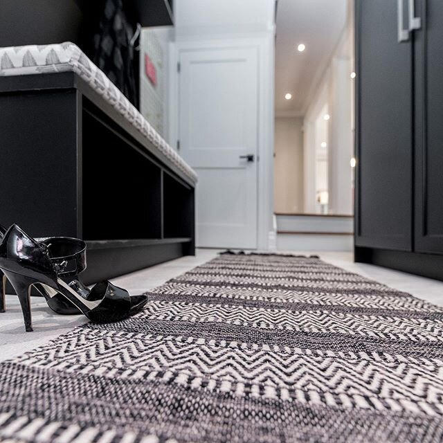 ⁣
⁣Cute little Black &amp; Grey Mudroom 🖤⁣
⁣
⁣
⁣Part of our #milton whole-home renovation. ⁣
⁣
⁣
⁣Custom black cabinetry + a mod Chevron Tile floor. ⁣
⁣Sweet. ⁣
⁣
⁣
⁣#MudroomMagic ⁣
⁣
⁣
⁣#teammarquis #dreamitbuildit #designandbuild #entrancedesign #