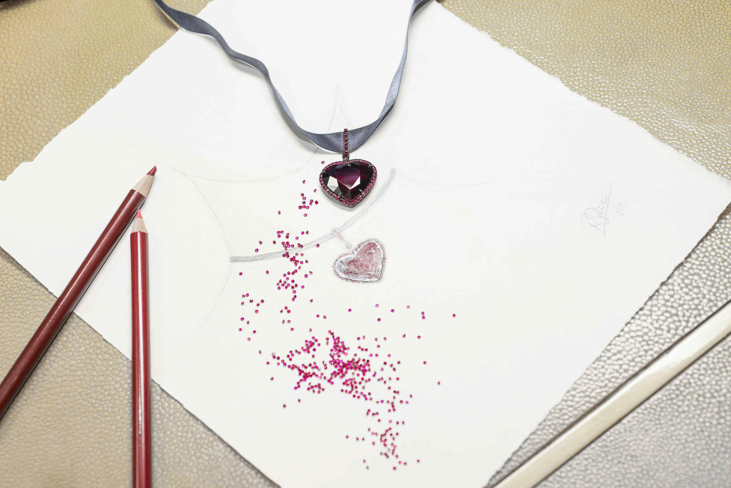 Fred Leighton Heart Pendant - with sketch - photo by Andrew Werner AHW_6234.jpg