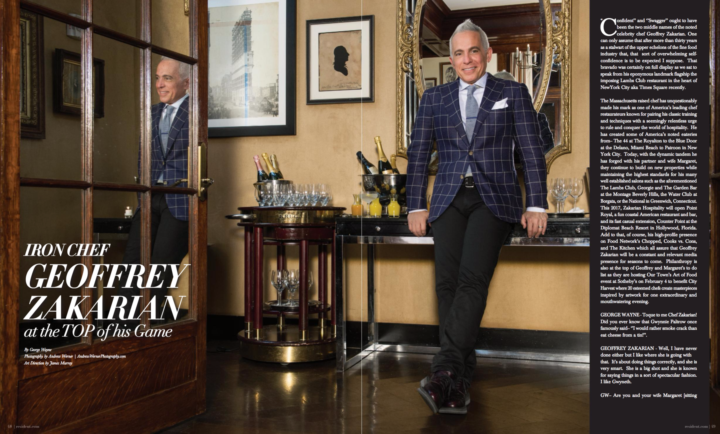 Geoffrey Zakarian by photographer Andrew Werner for Resident Magazine - spread pages 1 & 2.png