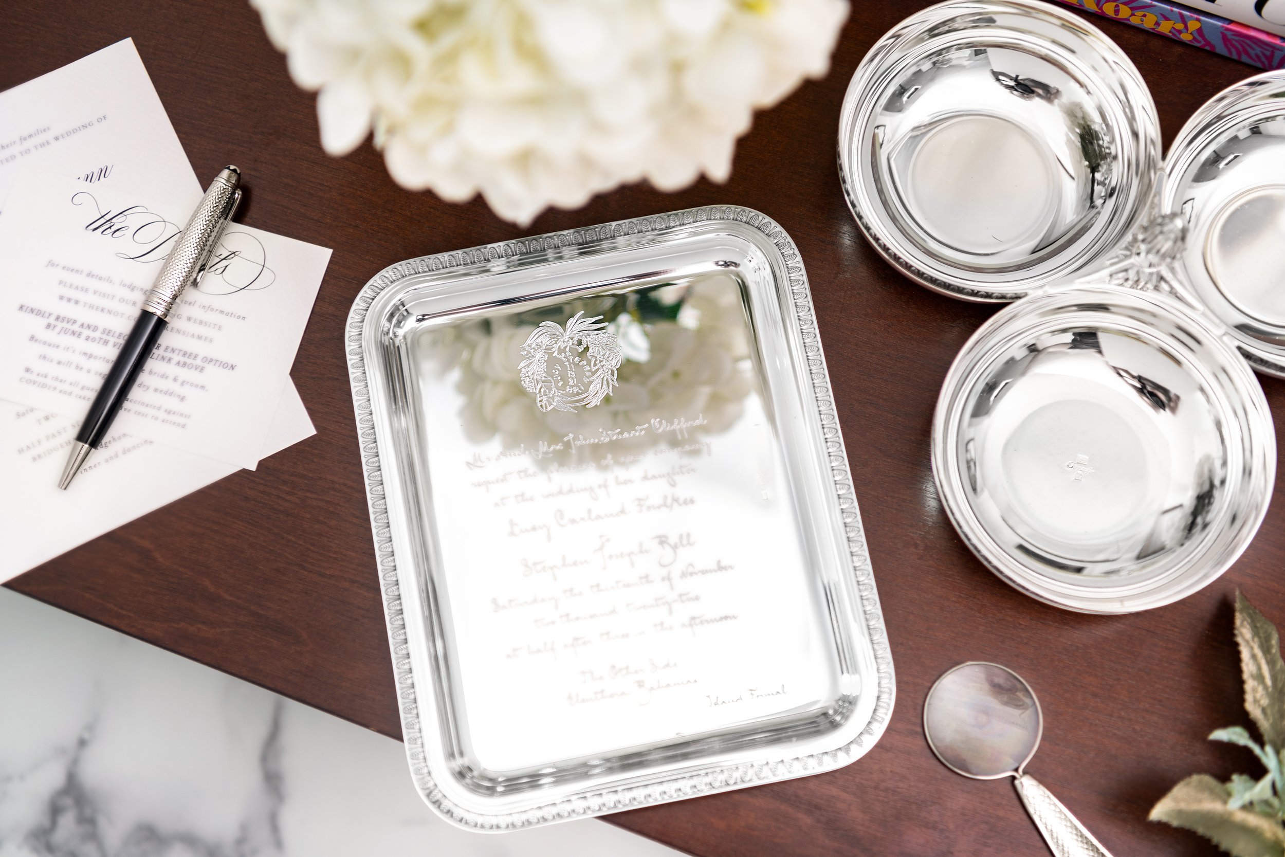 Christofle Custom Tray with Wedding Invite - photo by Andrew Werner .jpg
