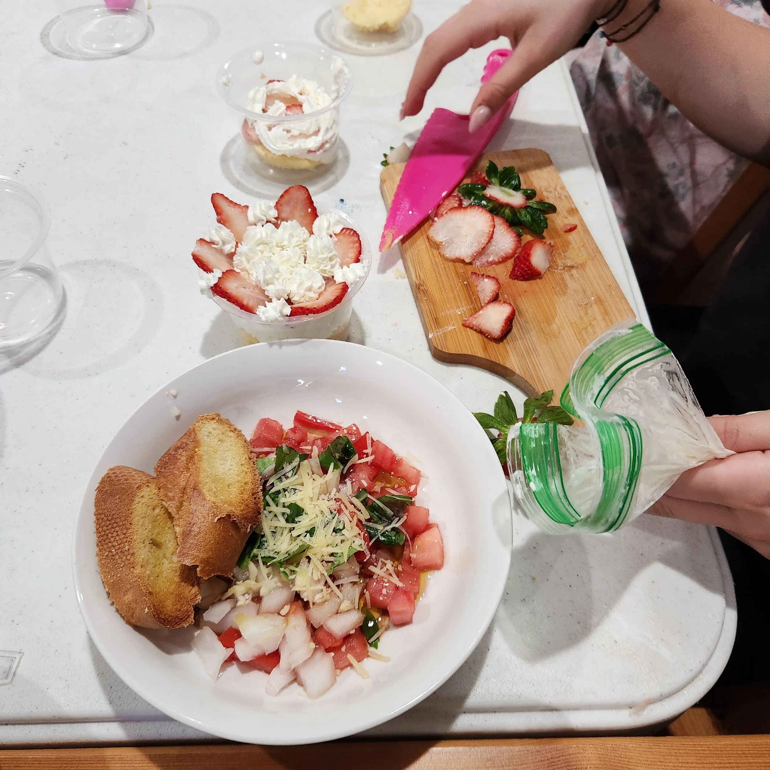Bruschetta + Strawberries with Hand Whipped Cream