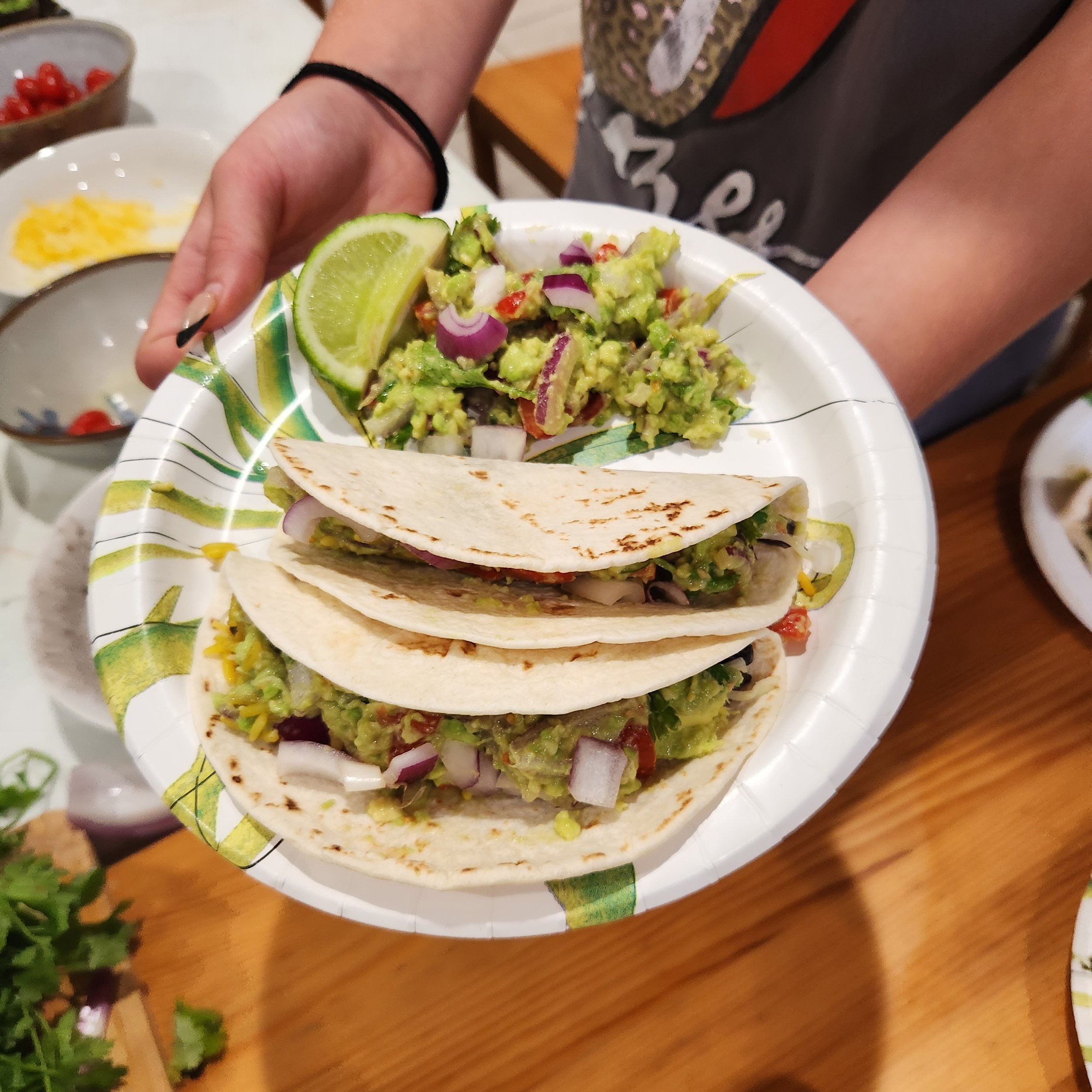Guacamole from Scratch and Tacos