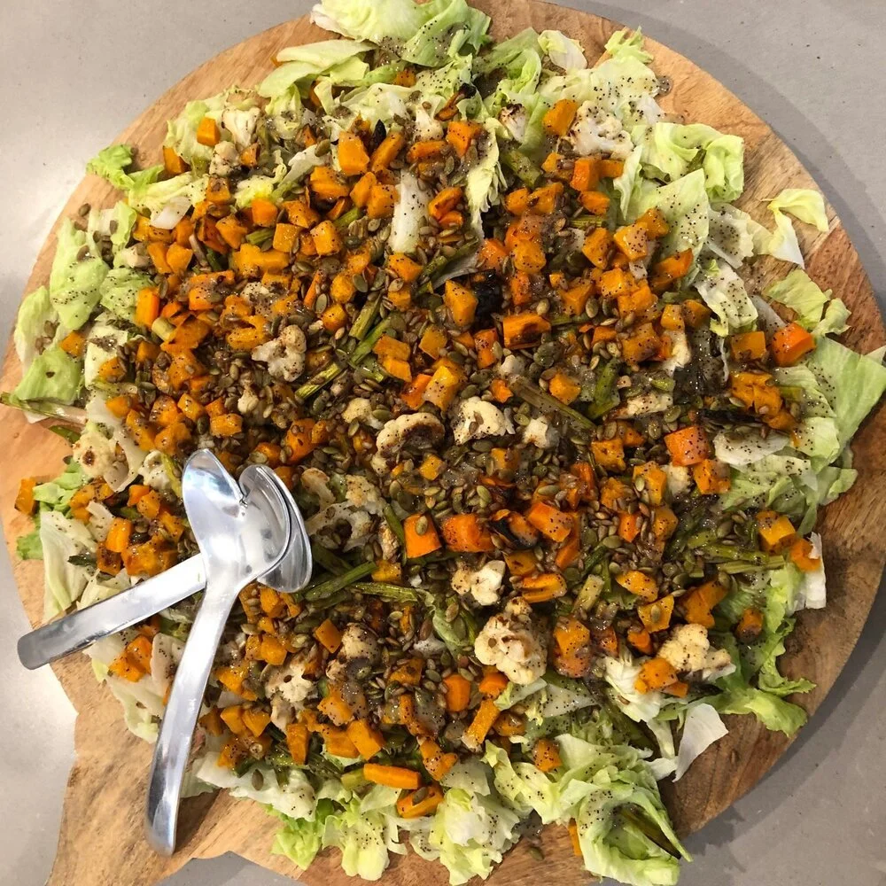 Roast vegetable salad &amp; poppy seed dressing