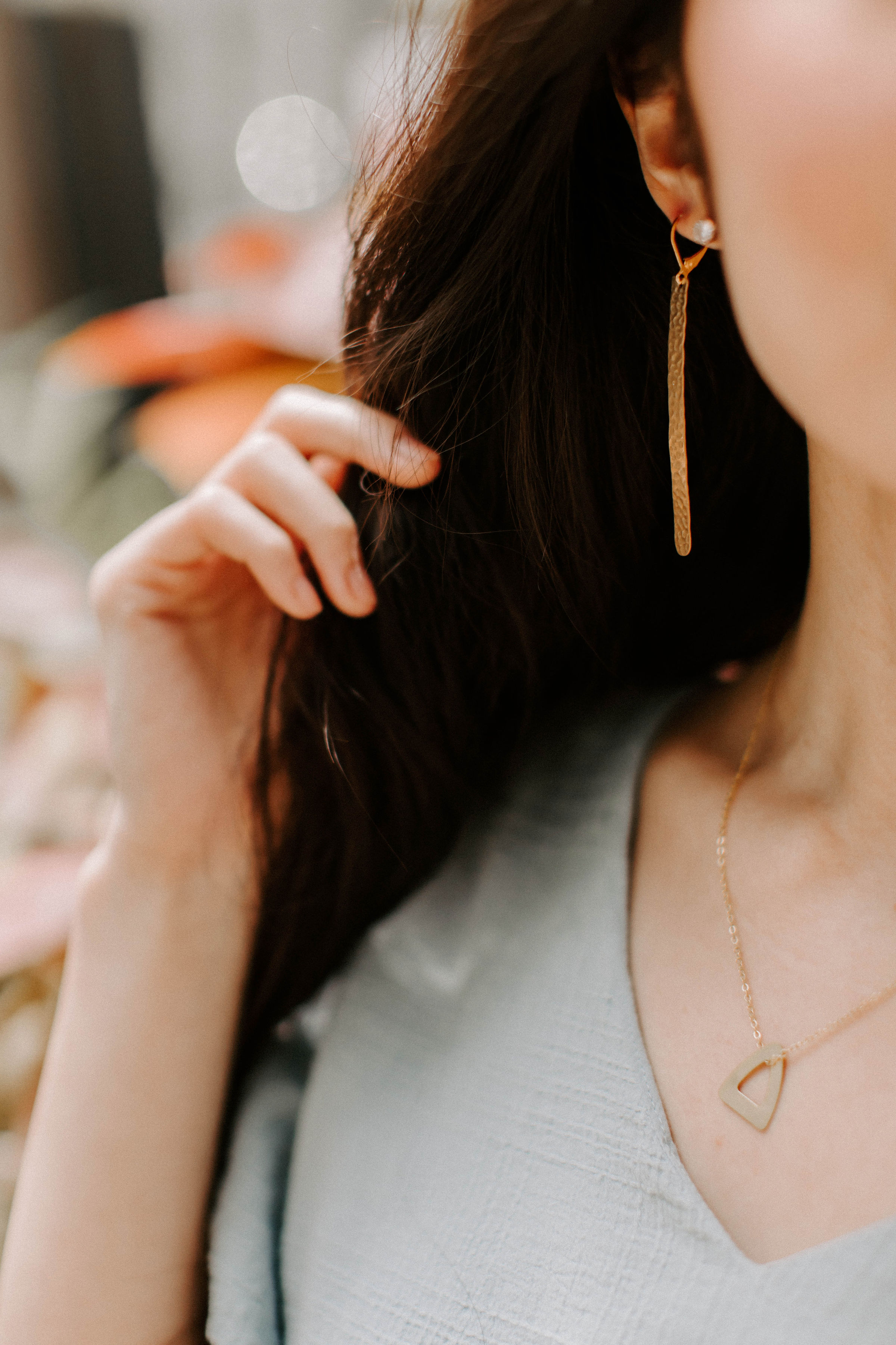 LONG LINE HAMMERED BRASS EARRINGS — Melissa Jenkins Designs