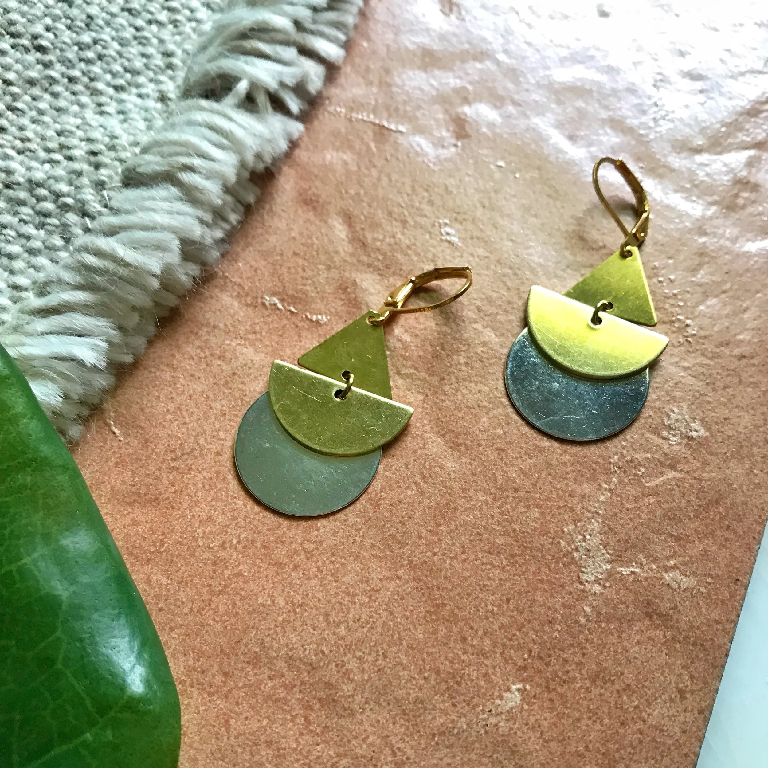 S|S SILVER PLATED + BRASS SHORT LAYERED EARRINGS