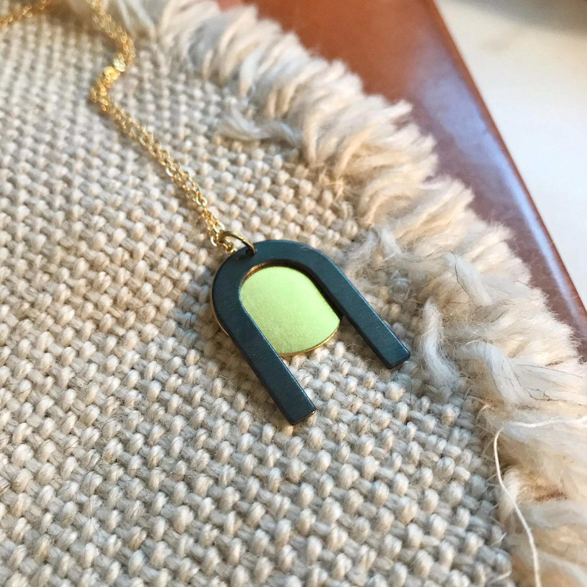 20" SHORT BLACK OXIDIZED BRASS RAINBOW LAYERING NECKLACE